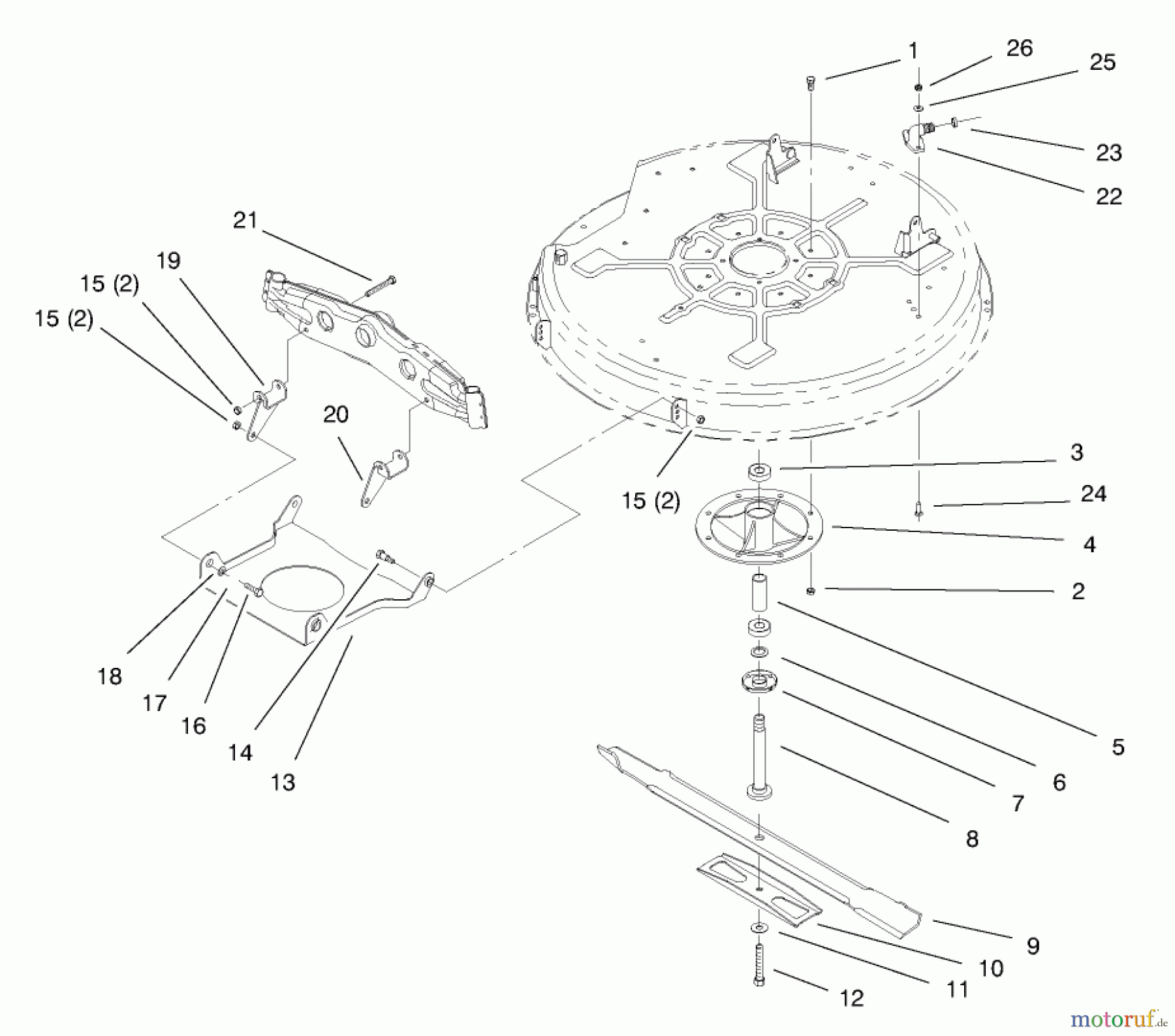  Toro Neu Mowers, Lawn & Garden Tractor Seite 1 71189 (12-32XL) - Toro 12-32XL Lawn Tractor, 1998 (8900001-8999999) SPINDLE & BLADE ASSEMBLY