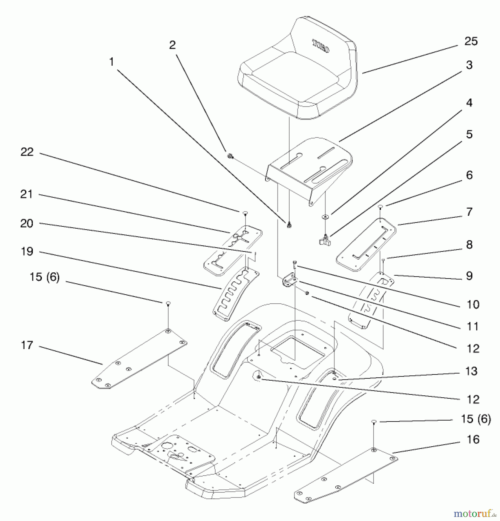  Toro Neu Mowers, Lawn & Garden Tractor Seite 1 71190 (13-38XL) - Toro 13-38XL Lawn Tractor, 1998 (8900001-8999999) SEAT ASSEMBLY