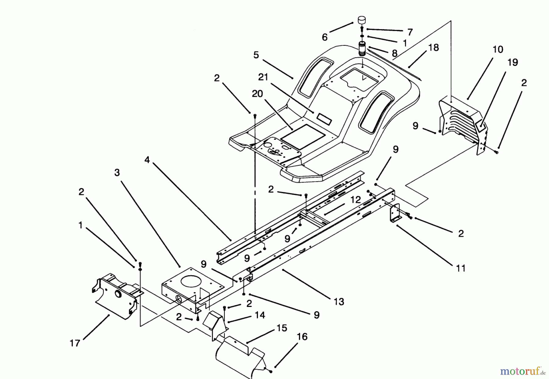  Toro Neu Mowers, Lawn & Garden Tractor Seite 1 71213 (13-38HXL) - Toro 13-38HXL Lawn Tractor, 1994 (4900001-4999999) FRAME ASSEMBLY