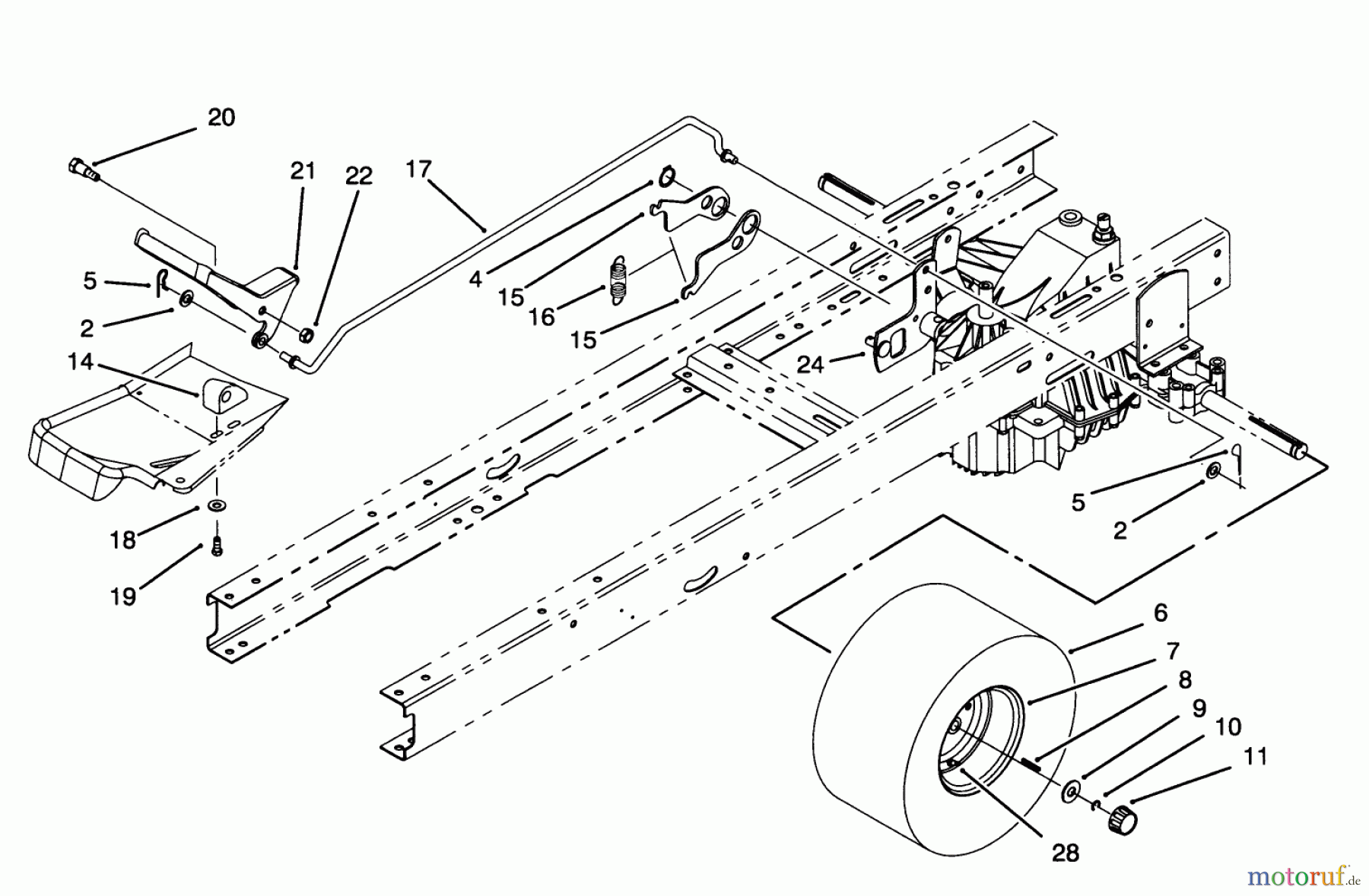  Toro Neu Mowers, Lawn & Garden Tractor Seite 1 71191 (13-38HXL) - Toro 13-38HXL Lawn Tractor, 1994 (4900001-4999999) SPEED CONTROL & REAR WHEEL ASSEMBLY