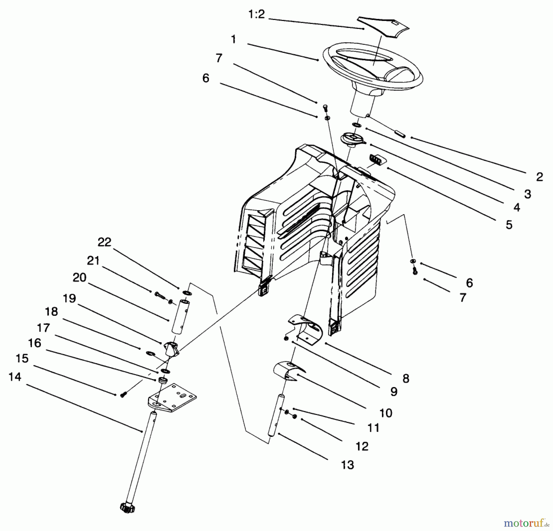  Toro Neu Mowers, Lawn & Garden Tractor Seite 1 71217 (14-38HXL) - Toro 14-38HXL Lawn Tractor, 1996 (6900001-6999999) TILT STEERING ASSEMBLY