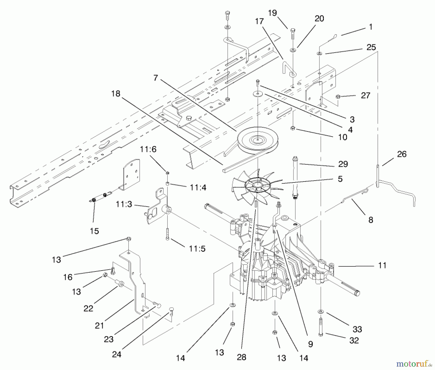  Toro Neu Mowers, Lawn & Garden Tractor Seite 1 71218 (16-44HXL) - Toro 16-44HXL Lawn Tractor, 1998 (8900001-8999999) TRANSAXLE ASSEMBLY