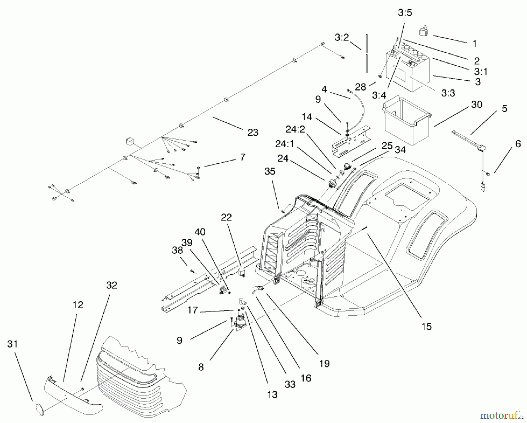  Toro Neu Mowers, Lawn & Garden Tractor Seite 1 71199 (12-32XL) - Toro 12-32XL Lawn Tractor, 2000 (200000001-200999999) ELECTRICAL COMPONENTS ASSEMBLY