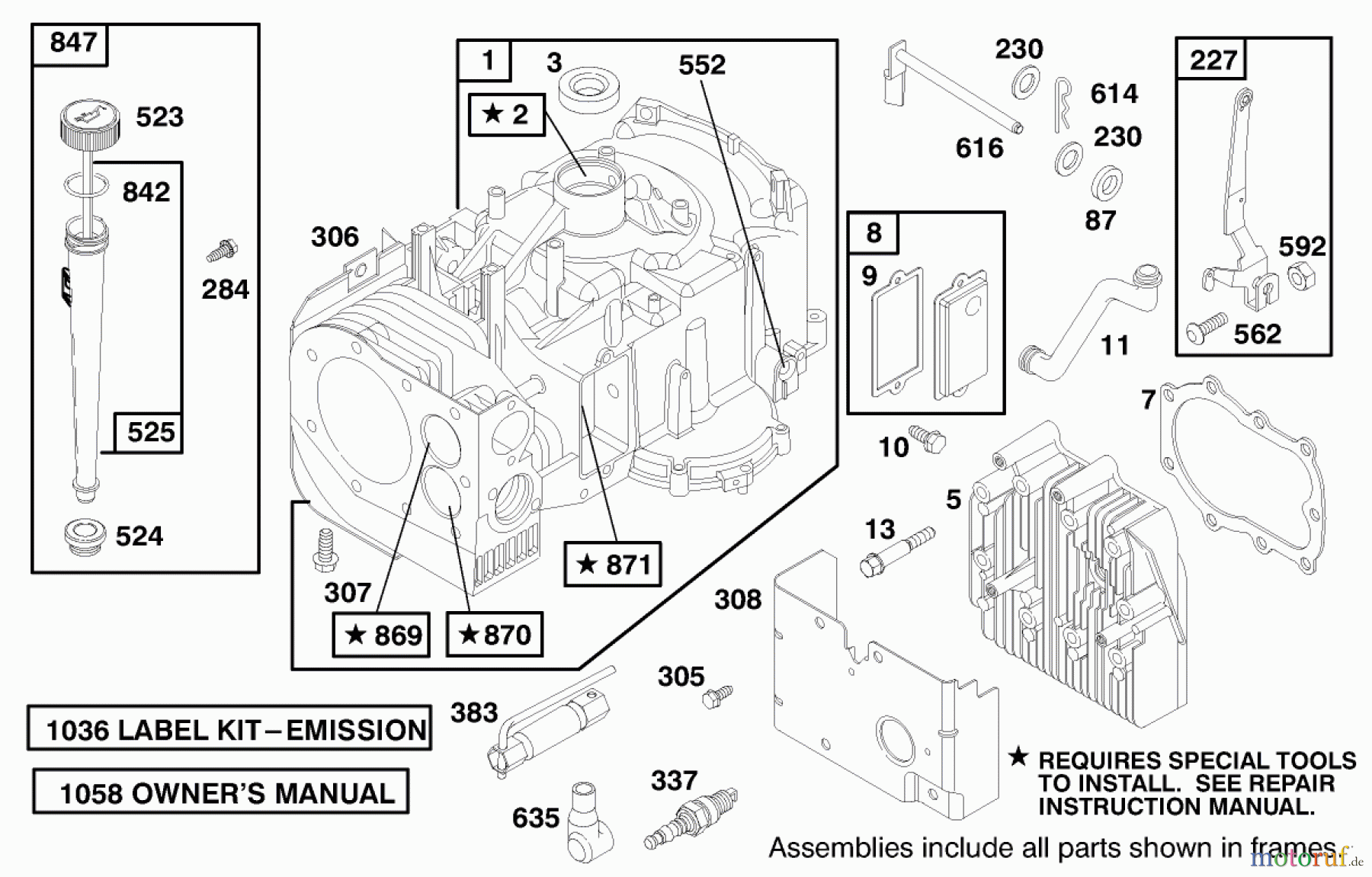  Toro Neu Mowers, Lawn & Garden Tractor Seite 1 71199 (12-32XL) - Toro 12-32XL Lawn Tractor, 2000 (200000001-200999999) ENGINE BRIGGS & STRATTON MODEL 284707-1148-E1 #1