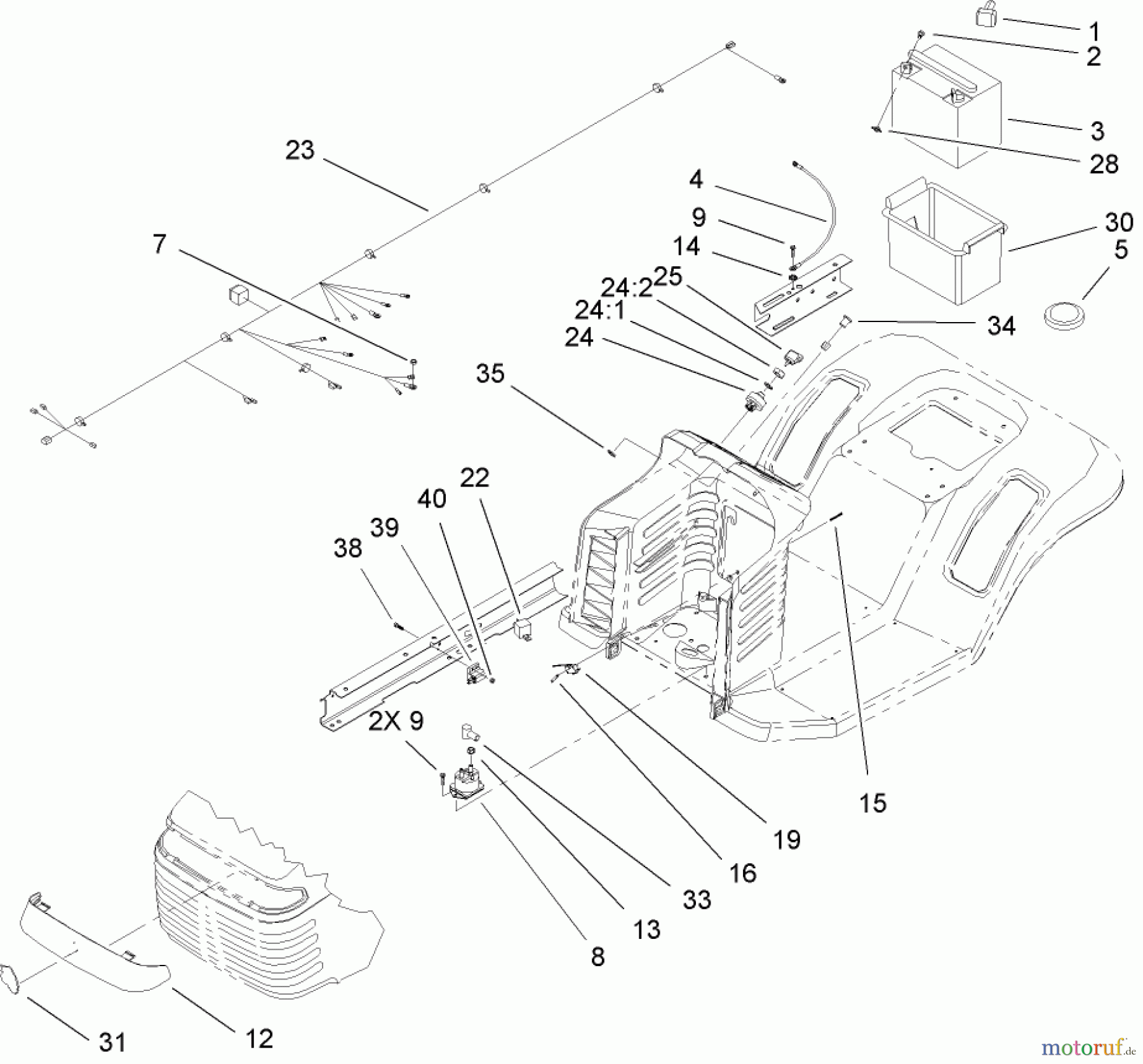  Toro Neu Mowers, Lawn & Garden Tractor Seite 1 71199 (XL 320) - Toro XL 320 Lawn Tractor, 2005 (250000001-250999999) ELECTRICAL COMPONENT ASSEMBLY