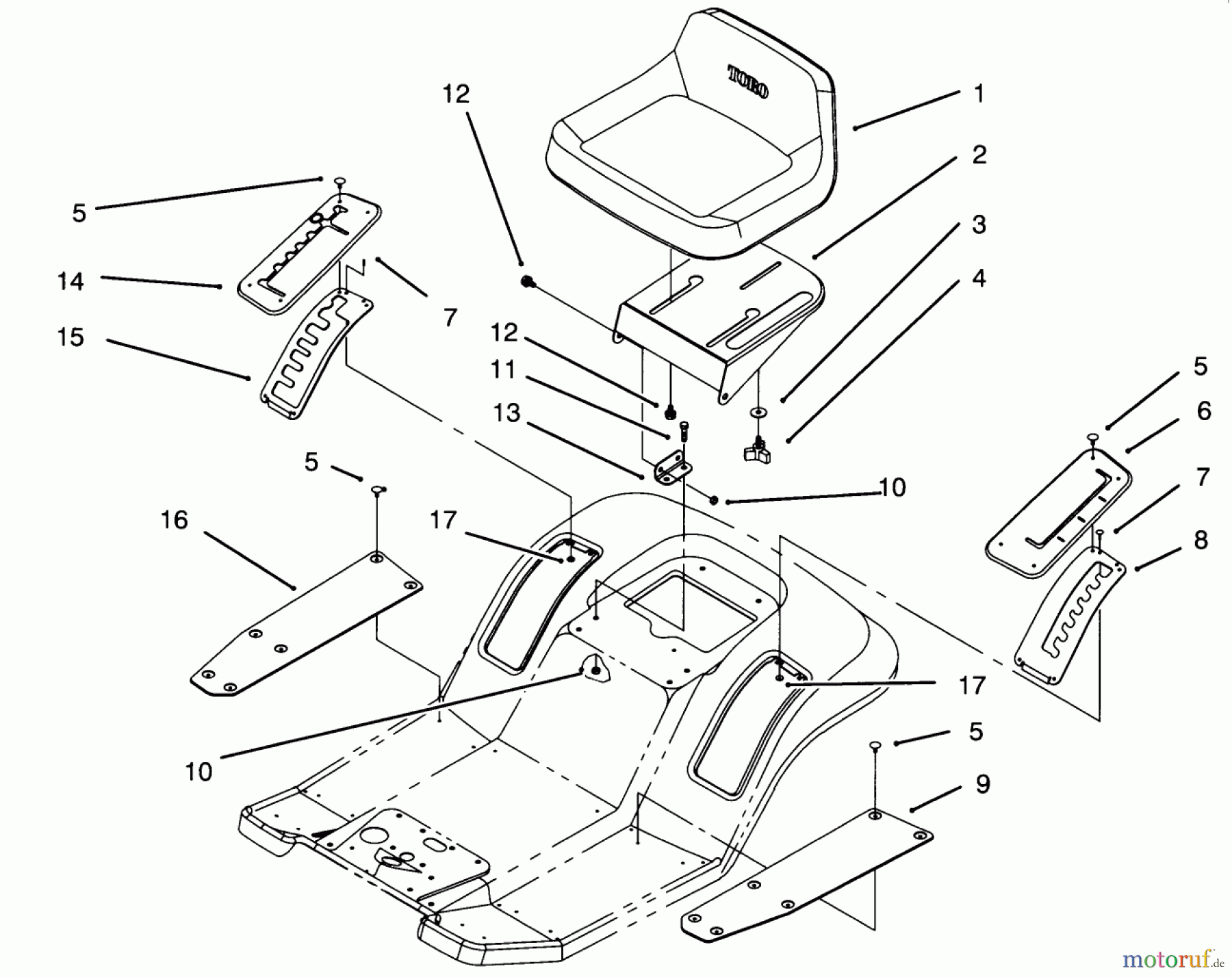  Toro Neu Mowers, Lawn & Garden Tractor Seite 1 71200 (12-32XL) - Toro 12-32XL Lawn Tractor, 1995 (5900001-5910000) SEAT ASSEMBLY