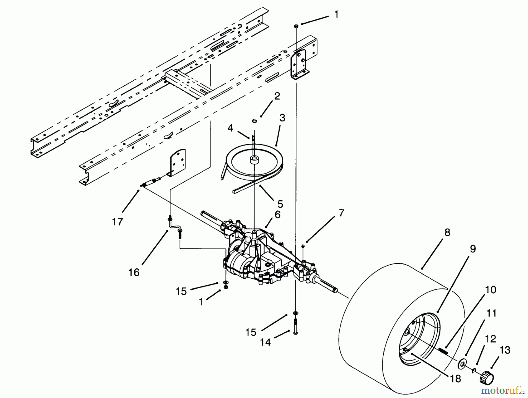  Toro Neu Mowers, Lawn & Garden Tractor Seite 1 71200 (12-32XL) - Toro 12-32XL Lawn Tractor, 1995 (5900001-5910000) TRANSAXLE ASSEMBLY