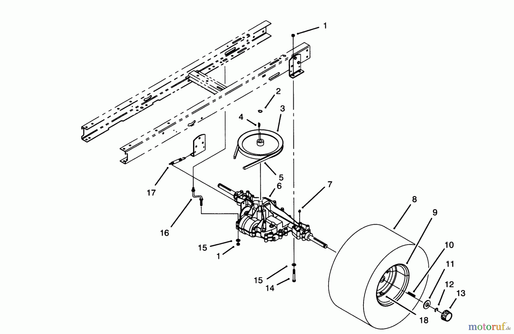  Toro Neu Mowers, Lawn & Garden Tractor Seite 1 71205 (13-38XL) - Toro 13-38XL Lawn Tractor, 1995 (59000001-59999999) TRANSAXLE ASSEMBLY