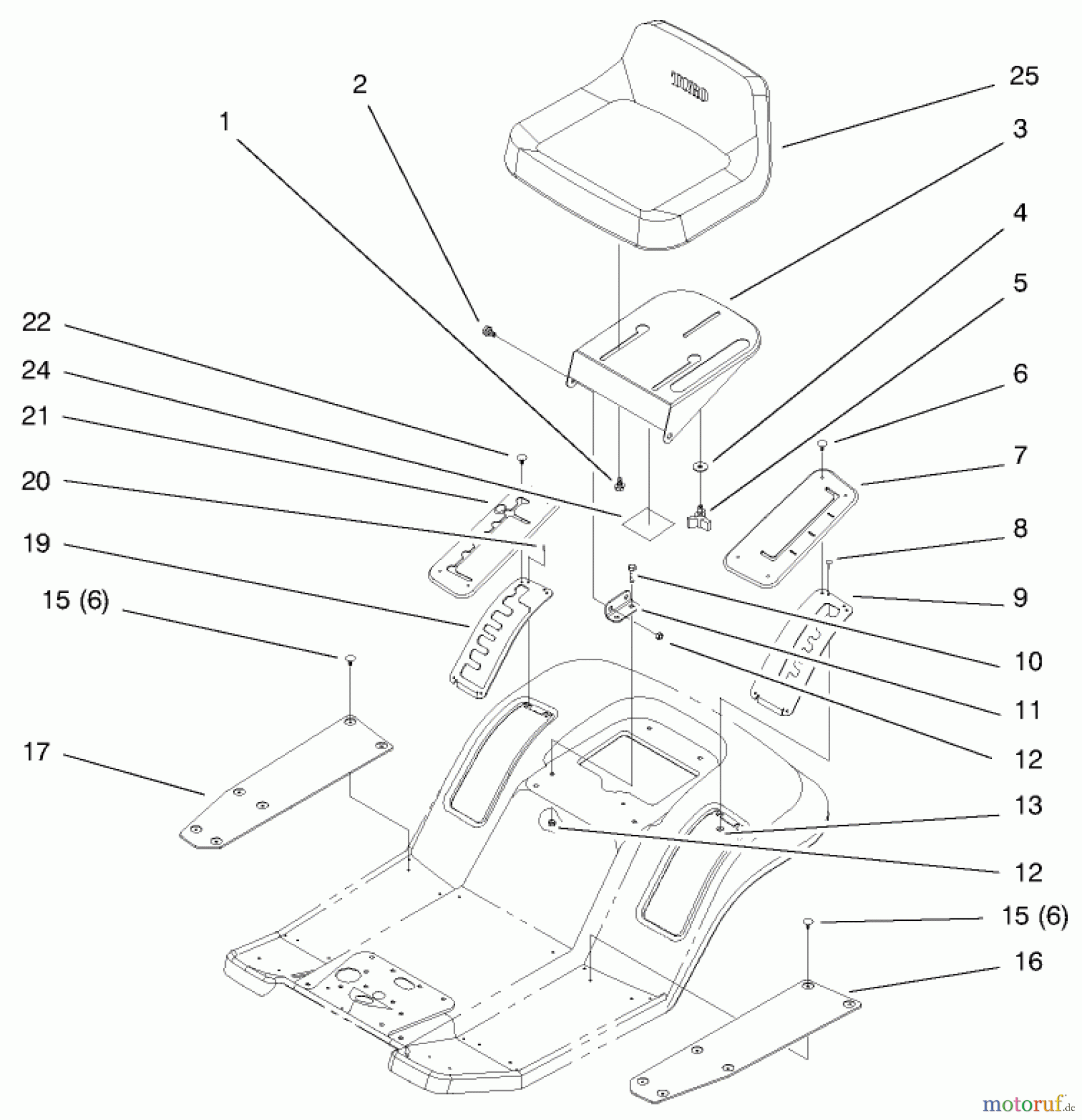  Toro Neu Mowers, Lawn & Garden Tractor Seite 1 71208 (13-38XL) - Toro 13-38XL Lawn Tractor, 1997 (7900001-7999999) SEAT ASSEMBLY