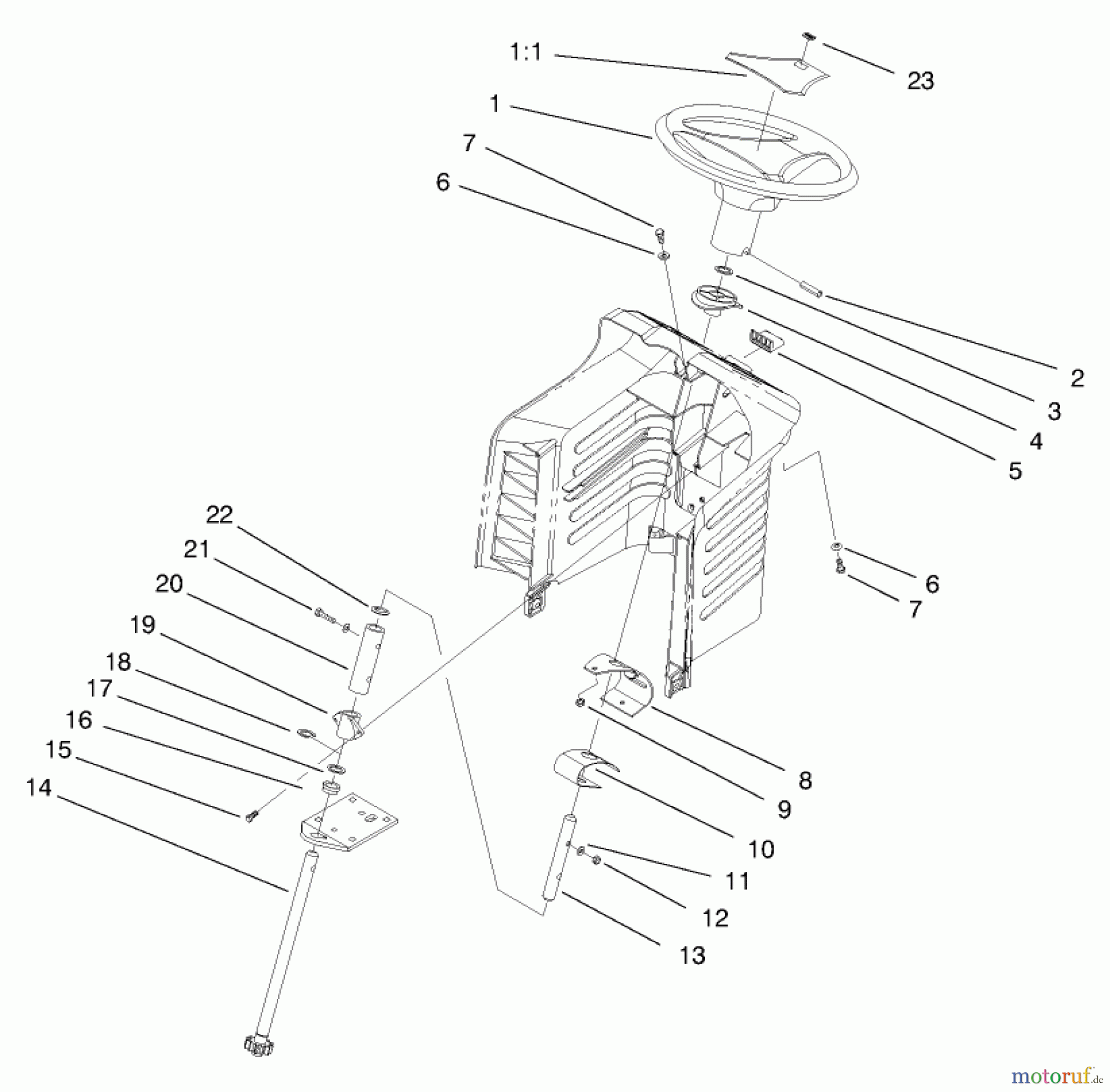  Toro Neu Mowers, Lawn & Garden Tractor Seite 1 71208 (13-38XL) - Toro 13-38XL Lawn Tractor, 1998 (8900001-8999999) STEERING ASSEMBLY