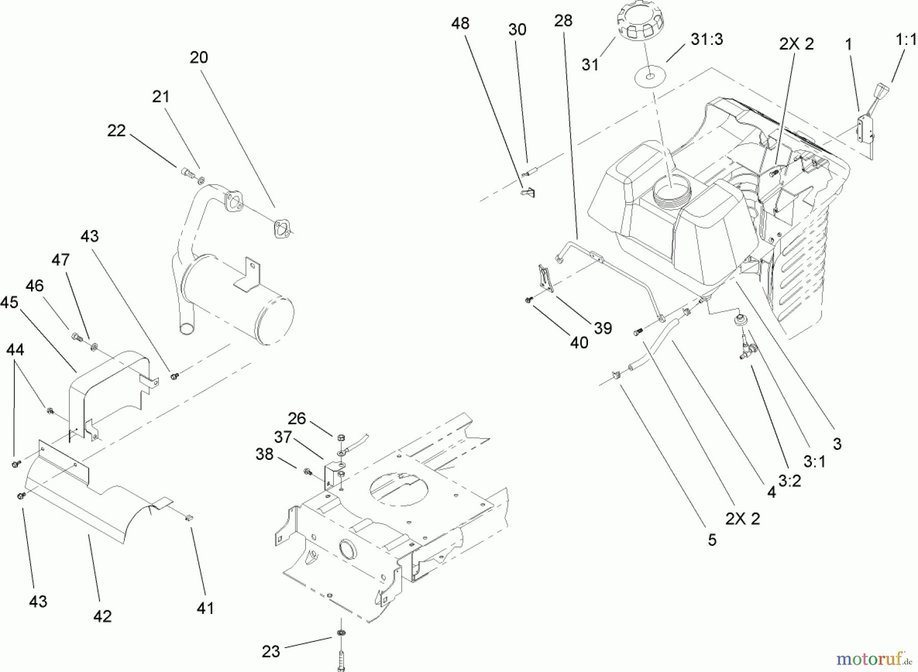  Toro Neu Mowers, Lawn & Garden Tractor Seite 1 71209 (XL 320) - Toro XL 320 Lawn Tractor, 2005 (250000001-250005000) OHV ENGINE SYSTEM COMPONENT ASSEMBLY