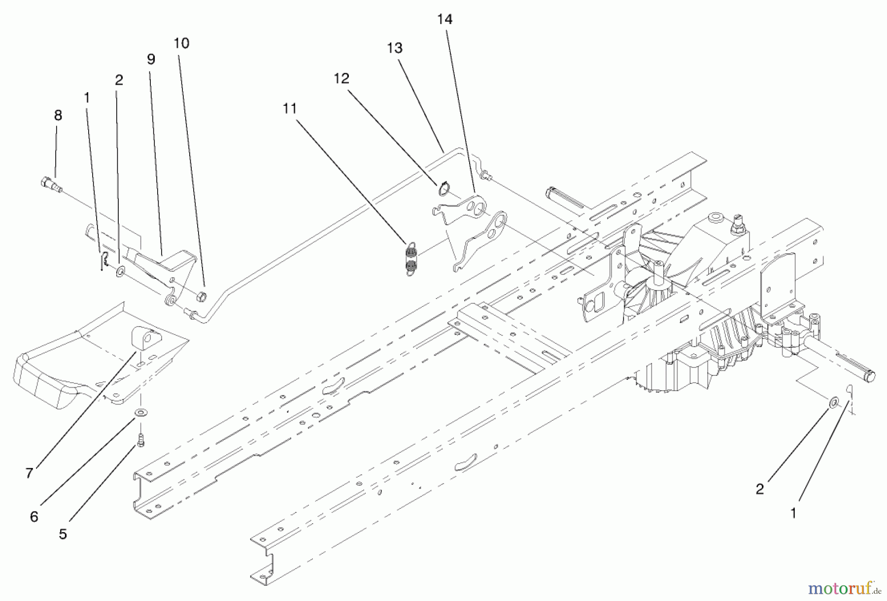  Toro Neu Mowers, Lawn & Garden Tractor Seite 1 71215 (14-38HXL) - Toro 14-38HXL Lawn Tractor, 1998 (8900001-8999999) SPEED CONTROL ASSEMBLY