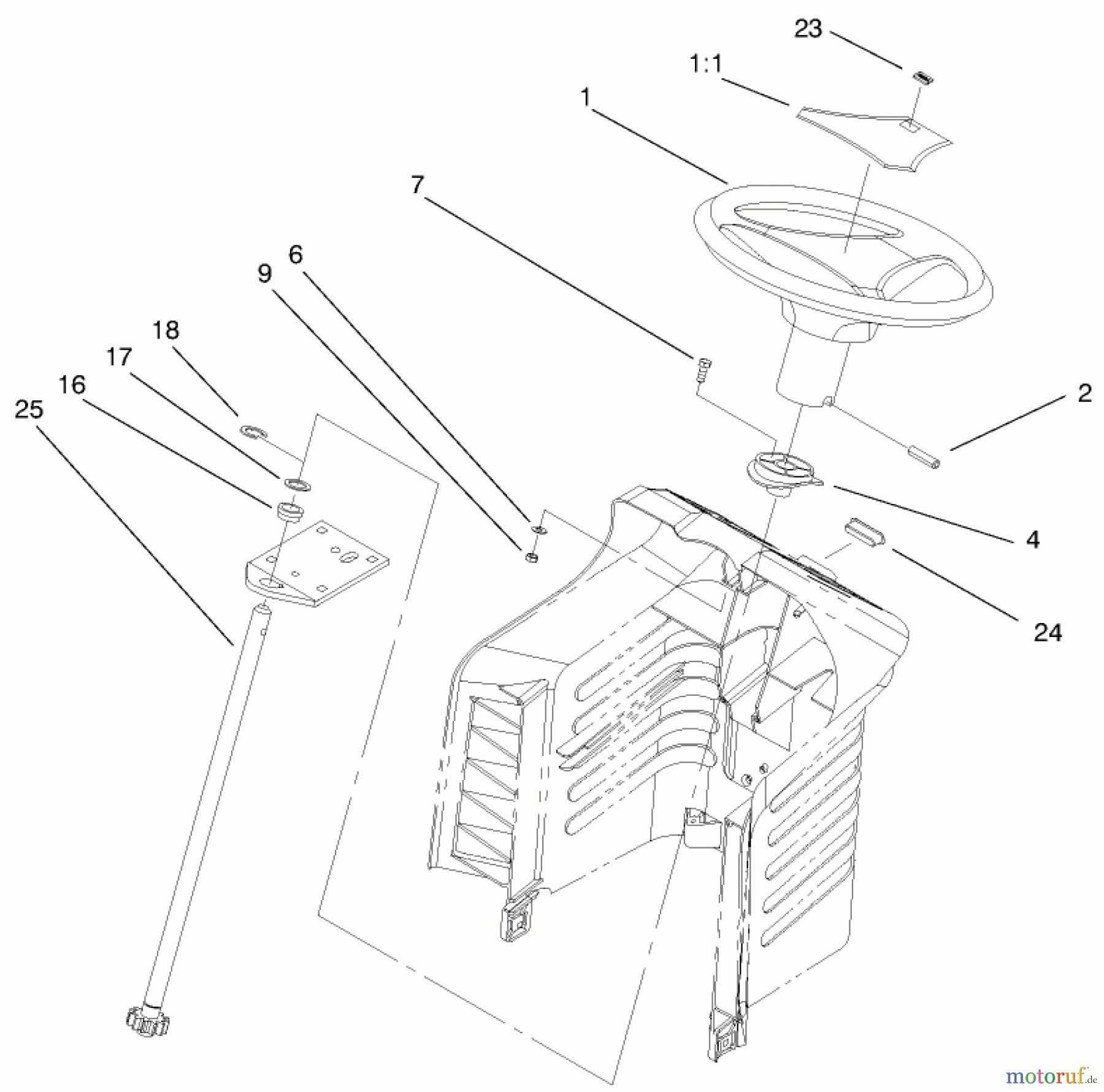  Toro Neu Mowers, Lawn & Garden Tractor Seite 1 71223 (16-38XL) - Toro 16-38XL Lawn Tractor, 2000 (200000001-200999999) FIXED STEERING ASSEMBLY