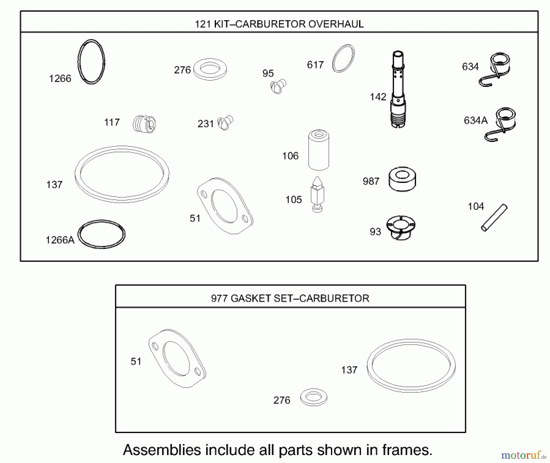  Toro Neu Mowers, Lawn & Garden Tractor Seite 1 71223 (16-38XL) - Toro 16-38XL Lawn Tractor, 2003 (230000001-230999999) CARBURETOR OVERHAUL KIT ASSEMBLY ENGINE BRIGGS AND STRATTON MODEL 286H77-0121-E1