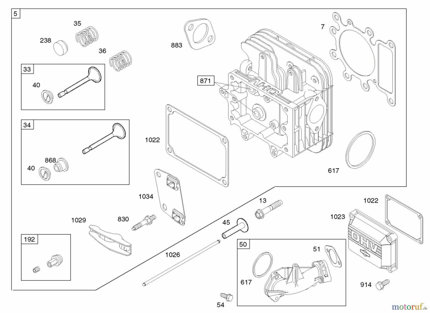  Toro Neu Mowers, Lawn & Garden Tractor Seite 1 71228 (17-44HXL) - Toro 17-44HXL Lawn Tractor, 2003 (230000001-230999999) CYLINDER HEAD ASSEMBLY BRIGGS AND STRATTON 31F777-0123-E1