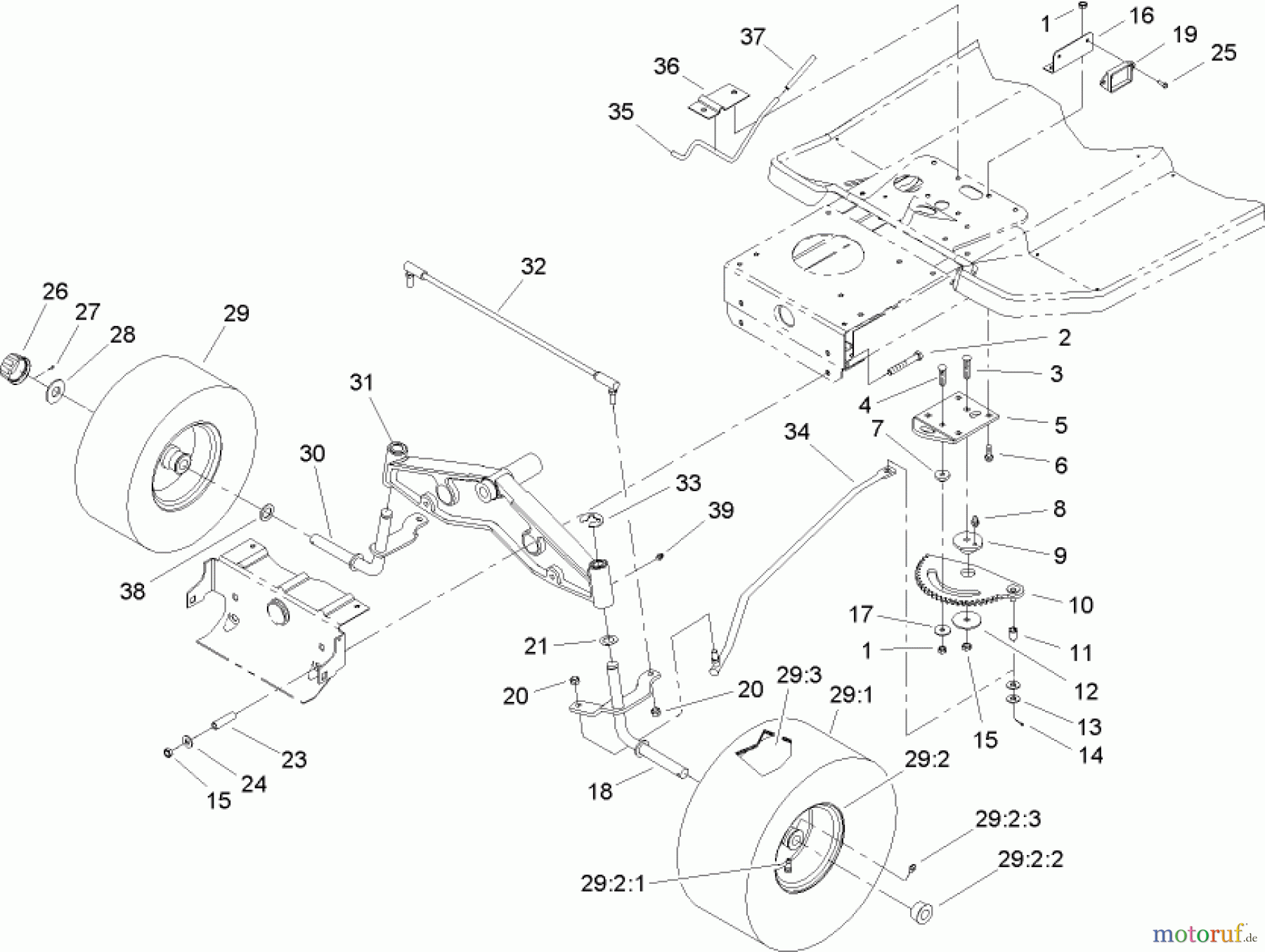  Toro Neu Mowers, Lawn & Garden Tractor Seite 1 71228 (17-44HXL) - Toro 17-44HXL Lawn Tractor, 2003 (230000001-230999999) STEERING COMPONENT ASSEMBLY