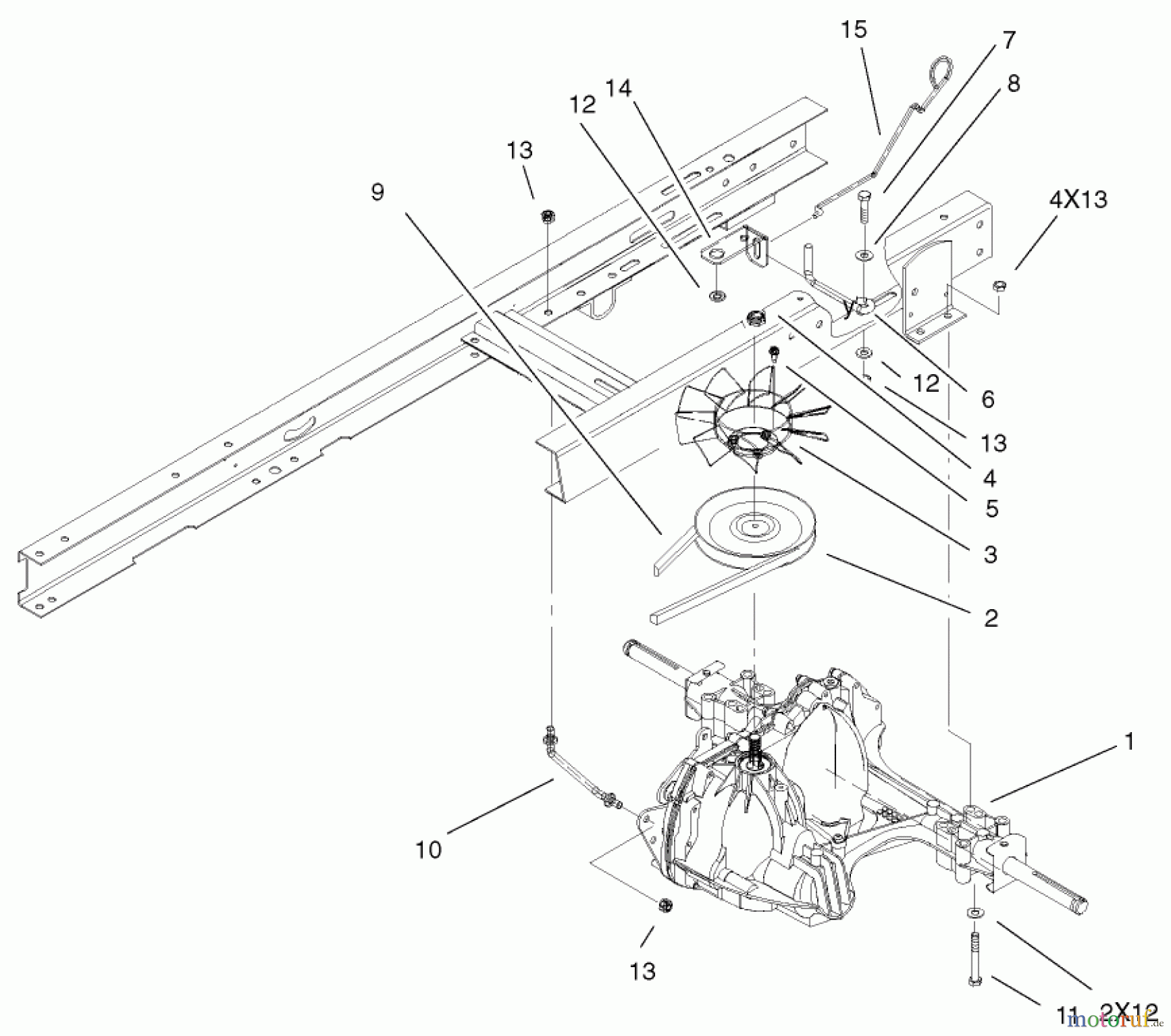  Toro Neu Mowers, Lawn & Garden Tractor Seite 1 71233 (17-44HXL) - Toro 17-44HXL Indy Special Edition Lawn Tractor, 2001 (210000001-210999999) HYDRO TRANSAXLE ASSEMBLY