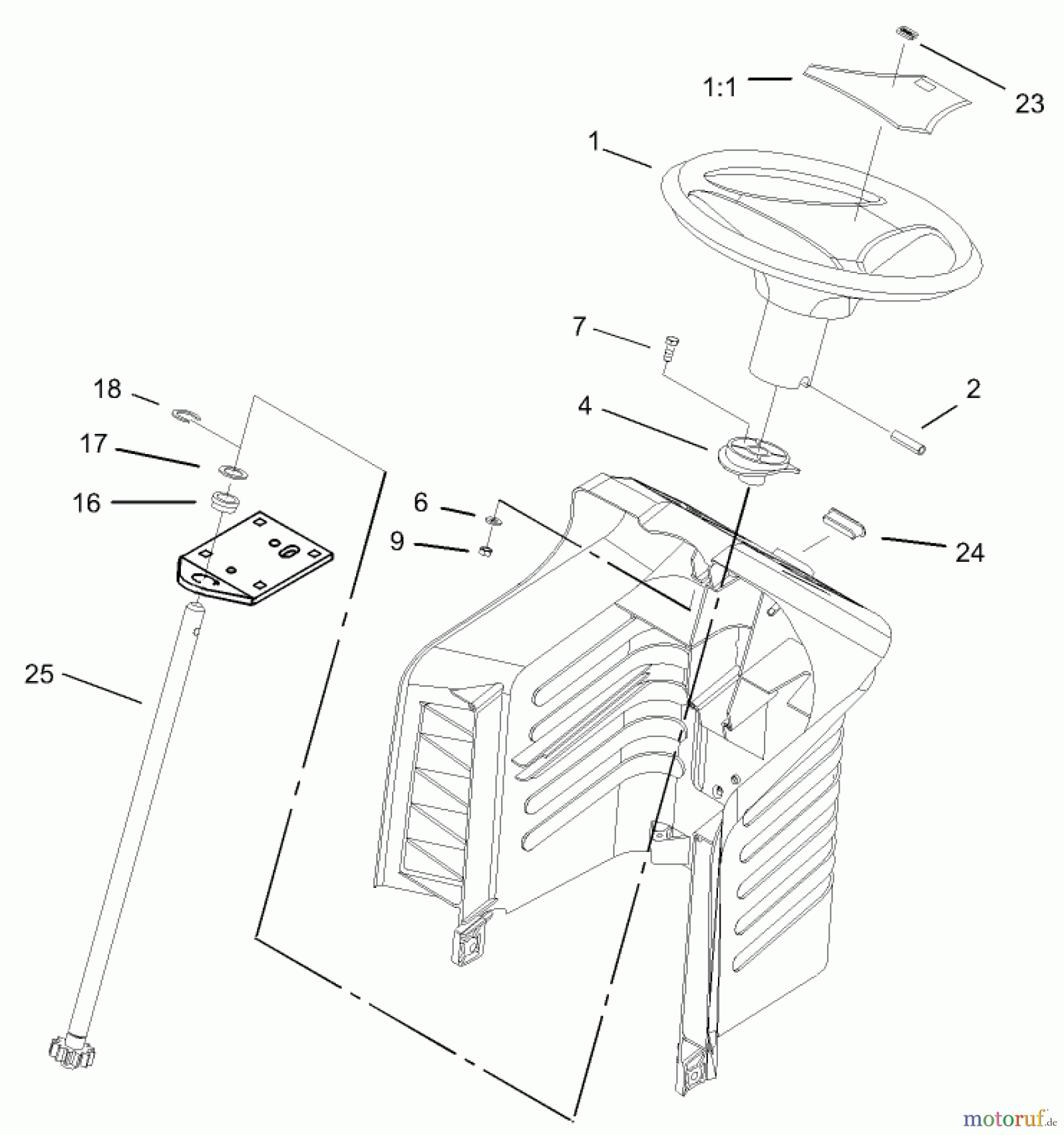  Toro Neu Mowers, Lawn & Garden Tractor Seite 1 71233 (17-44HXL) - Toro 17-44HXL Indy Special Edition Lawn Tractor, 2003 (230000001-230999999) FIXED STEERING ASSEMBLY