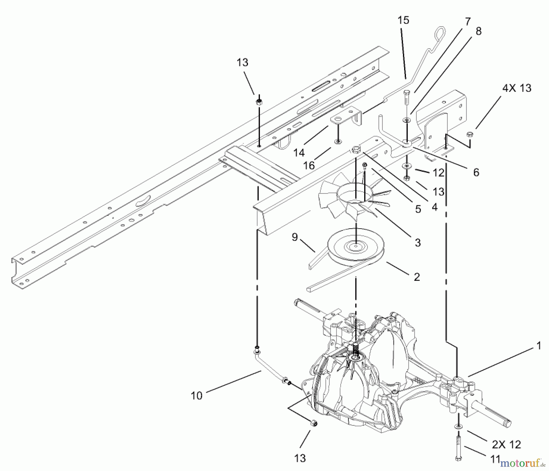  Toro Neu Mowers, Lawn & Garden Tractor Seite 1 71245 (14-38HXLE) - Toro 14-38HXLE Lawn Tractor, 2004 (240000001-240999999) HYDRO TRANSAXLE ASSEMBLY