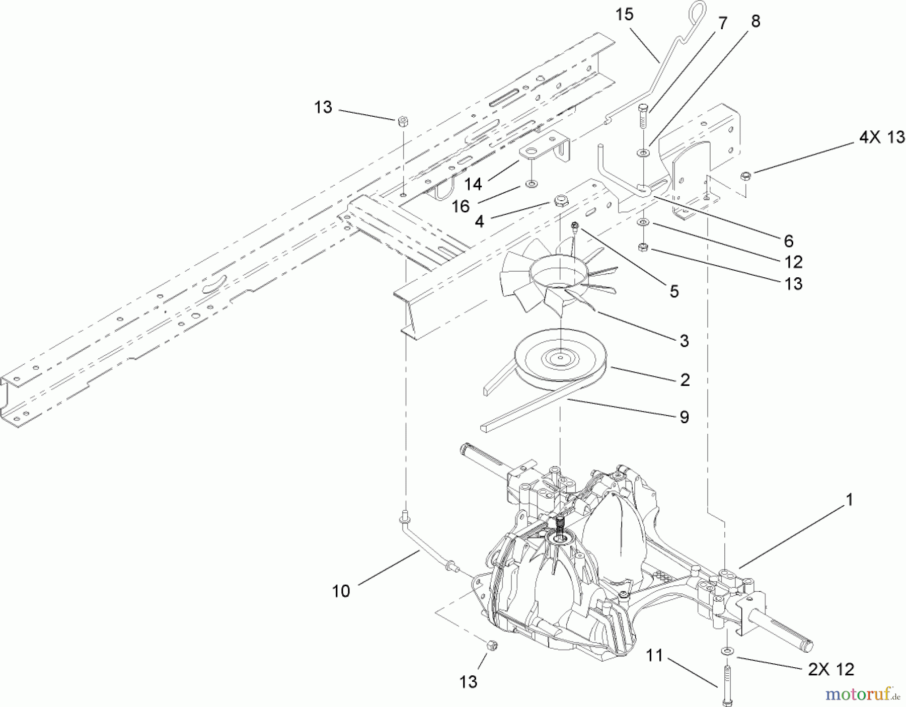  Toro Neu Mowers, Lawn & Garden Tractor Seite 1 71253 (XL 440H) - Toro XL 440H Lawn Tractor, 2009 (290000001-290999999) TRANSAXLE ASSEMBLY