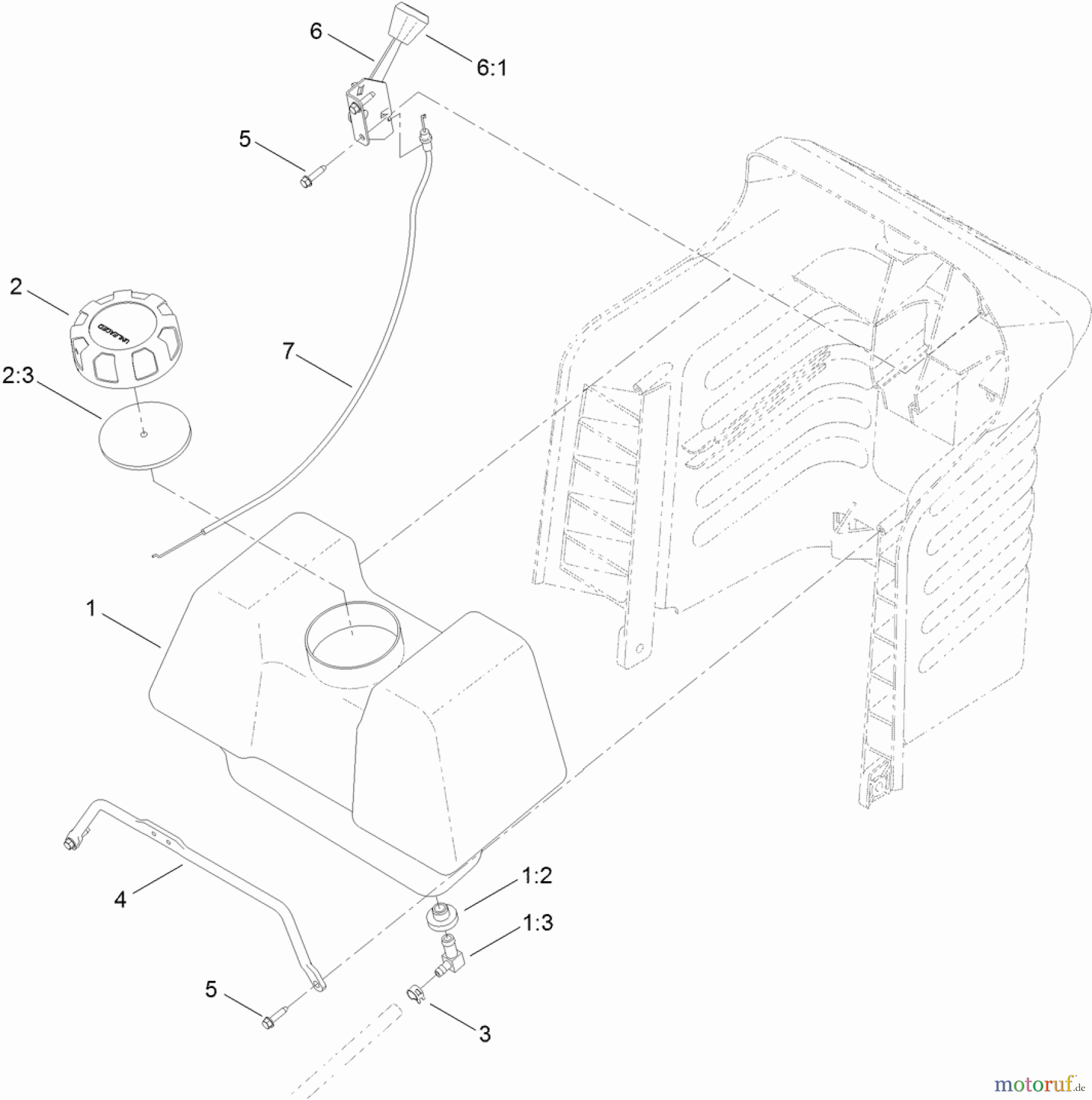  Toro Neu Mowers, Lawn & Garden Tractor Seite 1 71254 (XLS 380) - Toro XLS 380 Lawn Tractor, 2011 (311000001-311999999) GAS TANK AND THROTTLE CONTROL ASSEMBLY