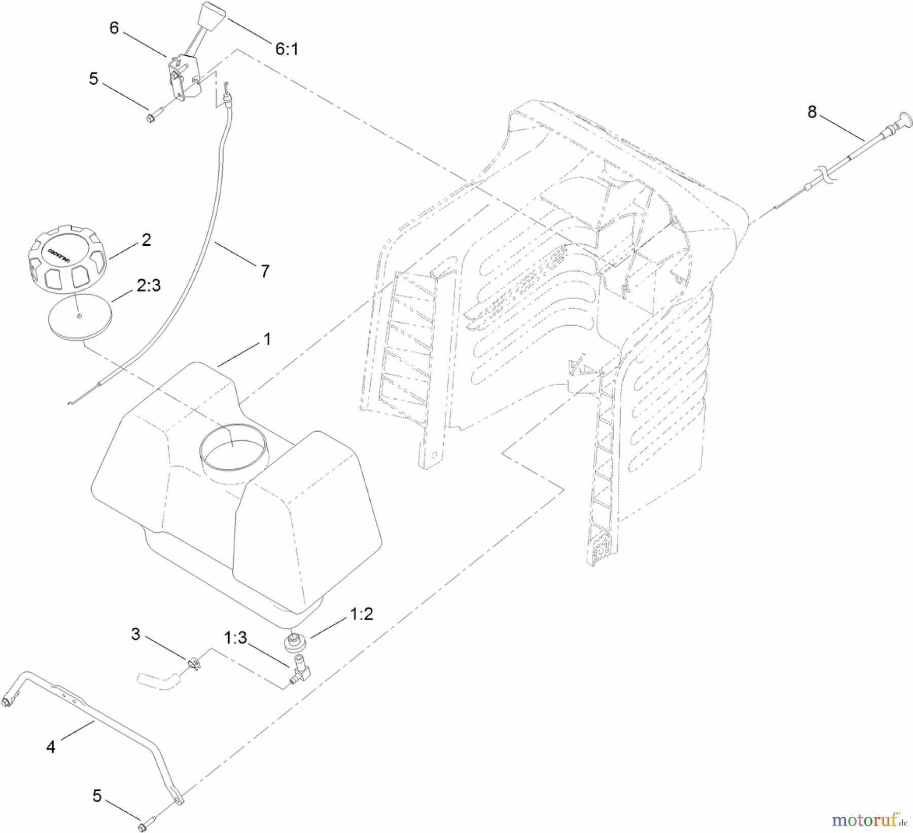  Toro Neu Mowers, Lawn & Garden Tractor Seite 1 71255 (XLS 420T) - Toro XLS 420T Lawn Tractor, 2011 (311000001-311999999) GAS TANK AND THROTTLE CONTROL ASSEMBLY