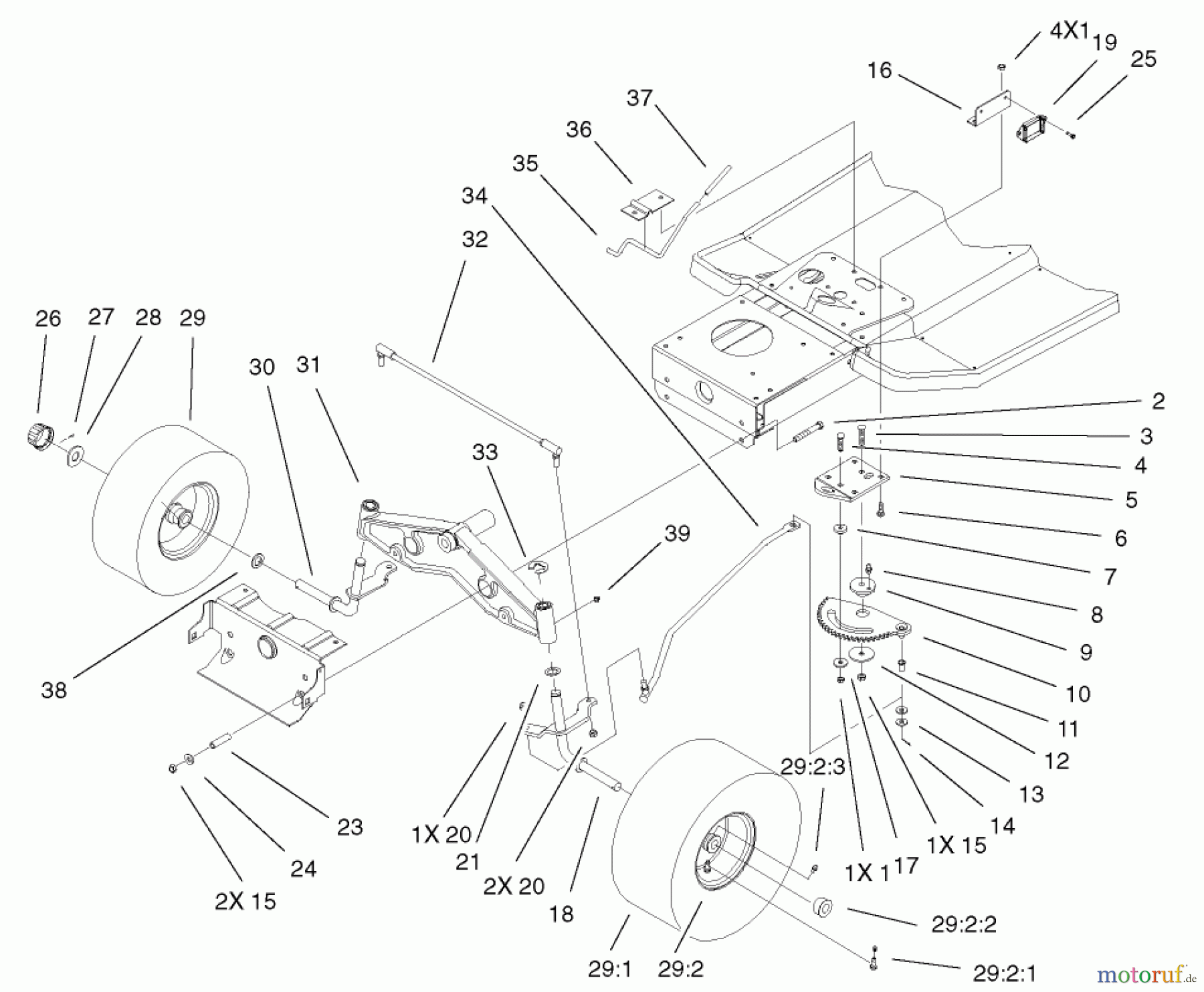  Toro Neu Mowers, Lawn & Garden Tractor Seite 1 71282 (17-44HXLE) - Toro 17-44HXLE Lawn Tractor, 2001 (210000001-210999999) STEERING ASSEMBLY #1