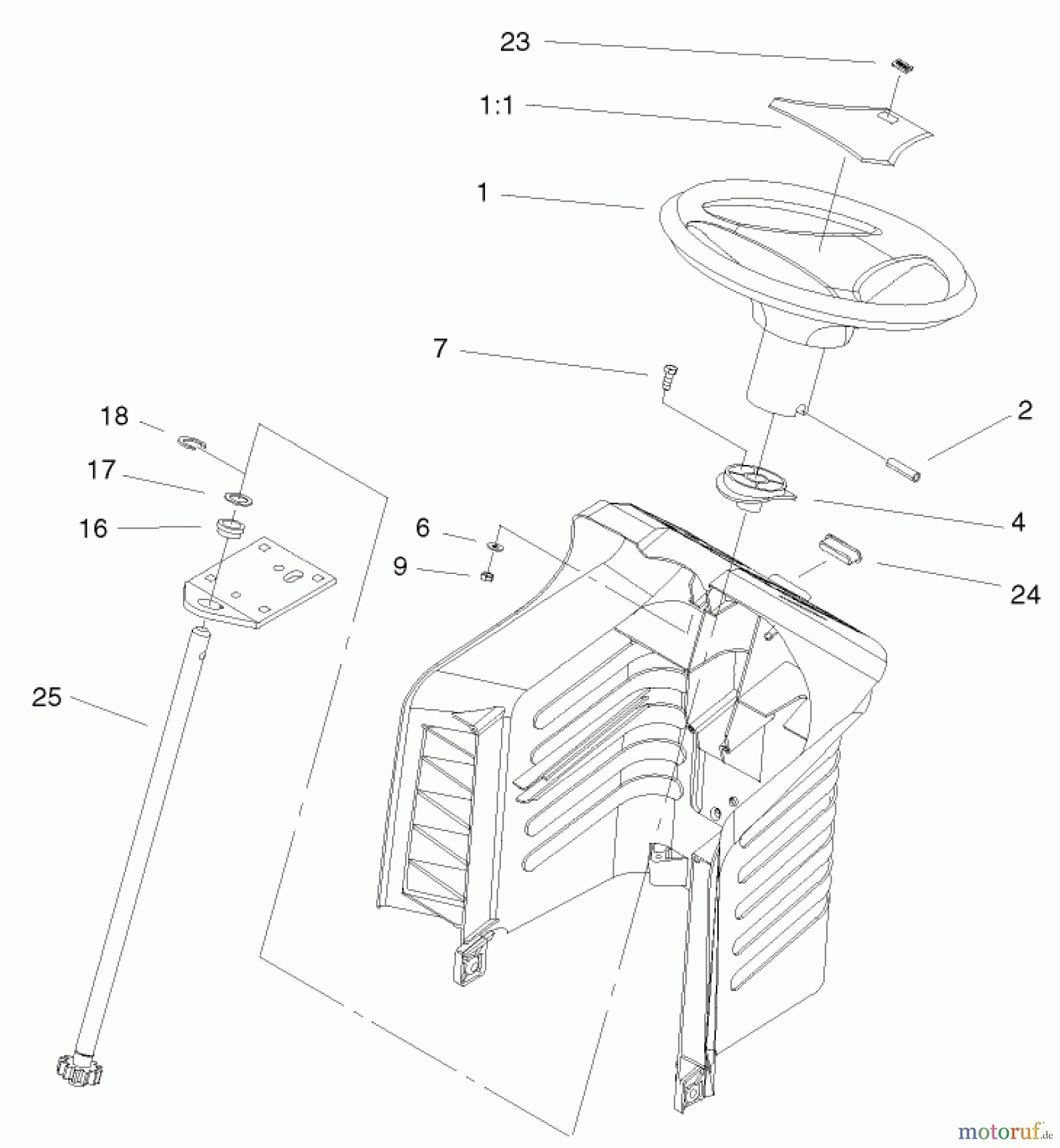  Toro Neu Mowers, Lawn & Garden Tractor Seite 1 71282 (17-44HXLE) - Toro 17-44HXLE Lawn Tractor, 2001 (210000001-210999999) STEERING ASSEMBLY #2