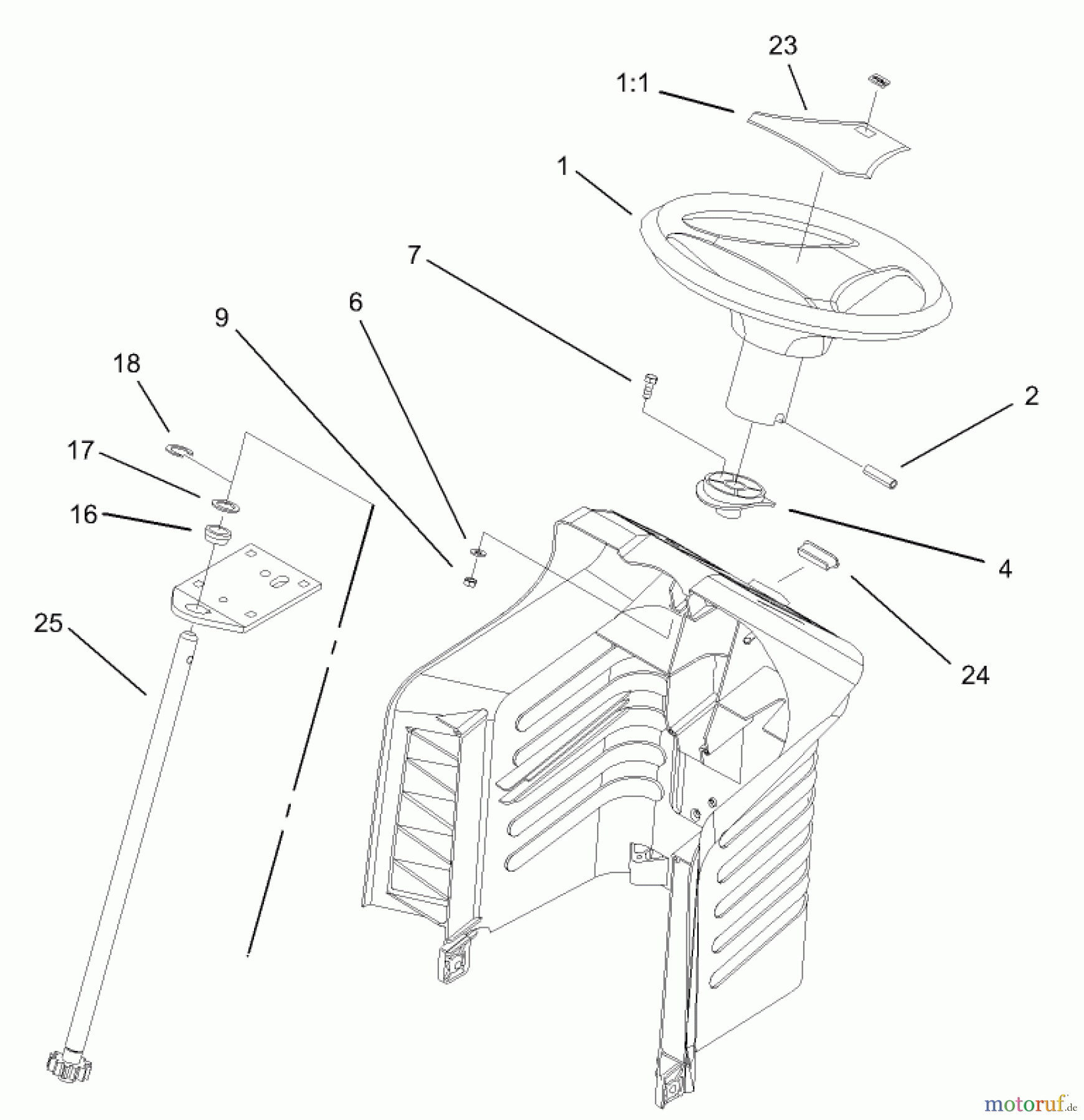  Toro Neu Mowers, Lawn & Garden Tractor Seite 1 71283 (17-44HXLE) - Toro 17-44HXLE Lawn Tractor, 2003 (230000001-230999999) FIXED STEERING ASSEMBLY