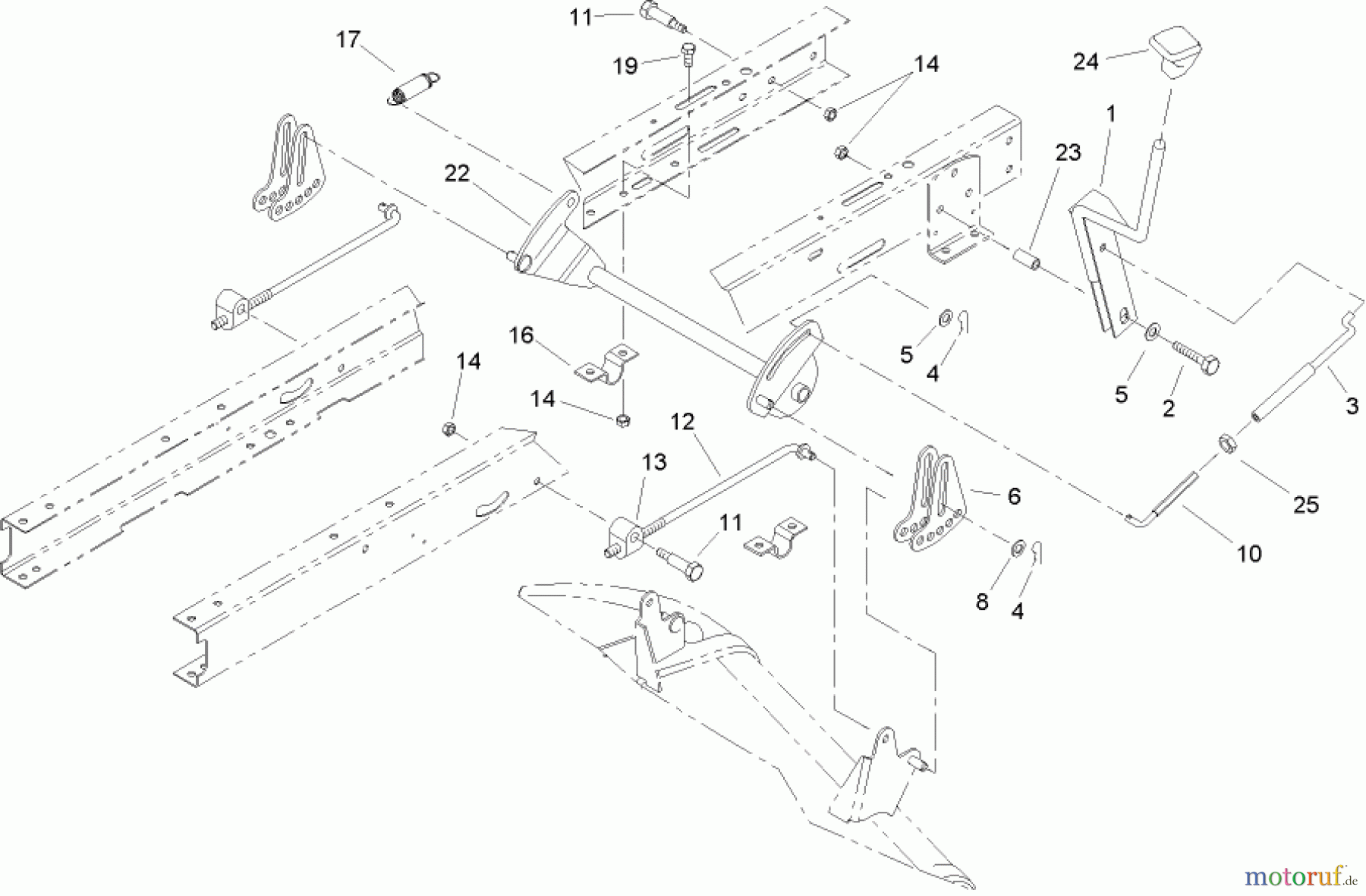  Toro Neu Mowers, Lawn & Garden Tractor Seite 1 71283 (17-44HXLE) - Toro 17-44HXLE Lawn Tractor, 2003 (230000001-230999999) HIGHT-OF-CUT COMPONENT ASSEMBLY