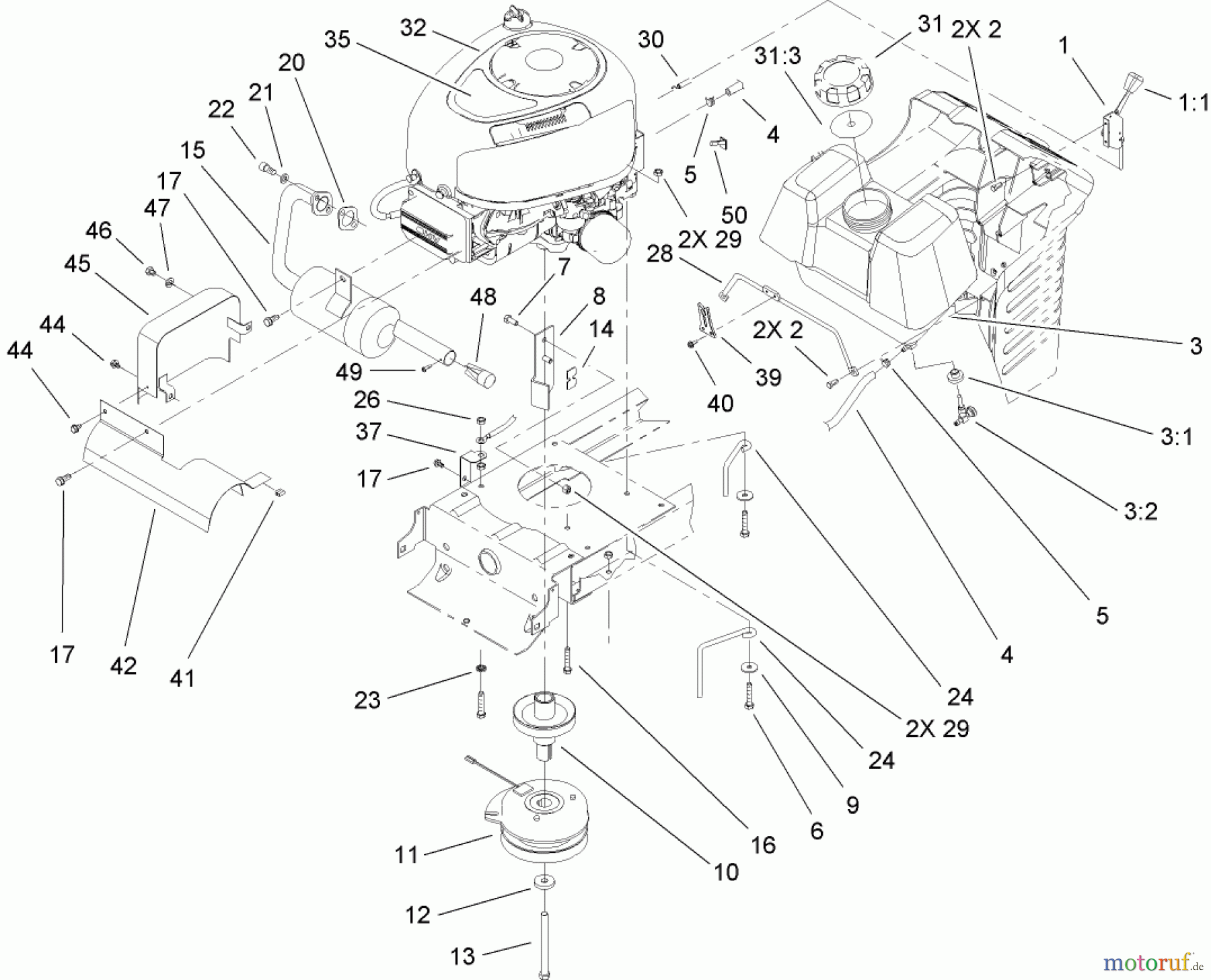  Toro Neu Mowers, Lawn & Garden Tractor Seite 1 71286 (XL 440H) - Toro XL 440H Lawn Tractor, 2007 (270000001-270999999) ENGINE ASSEMBLY