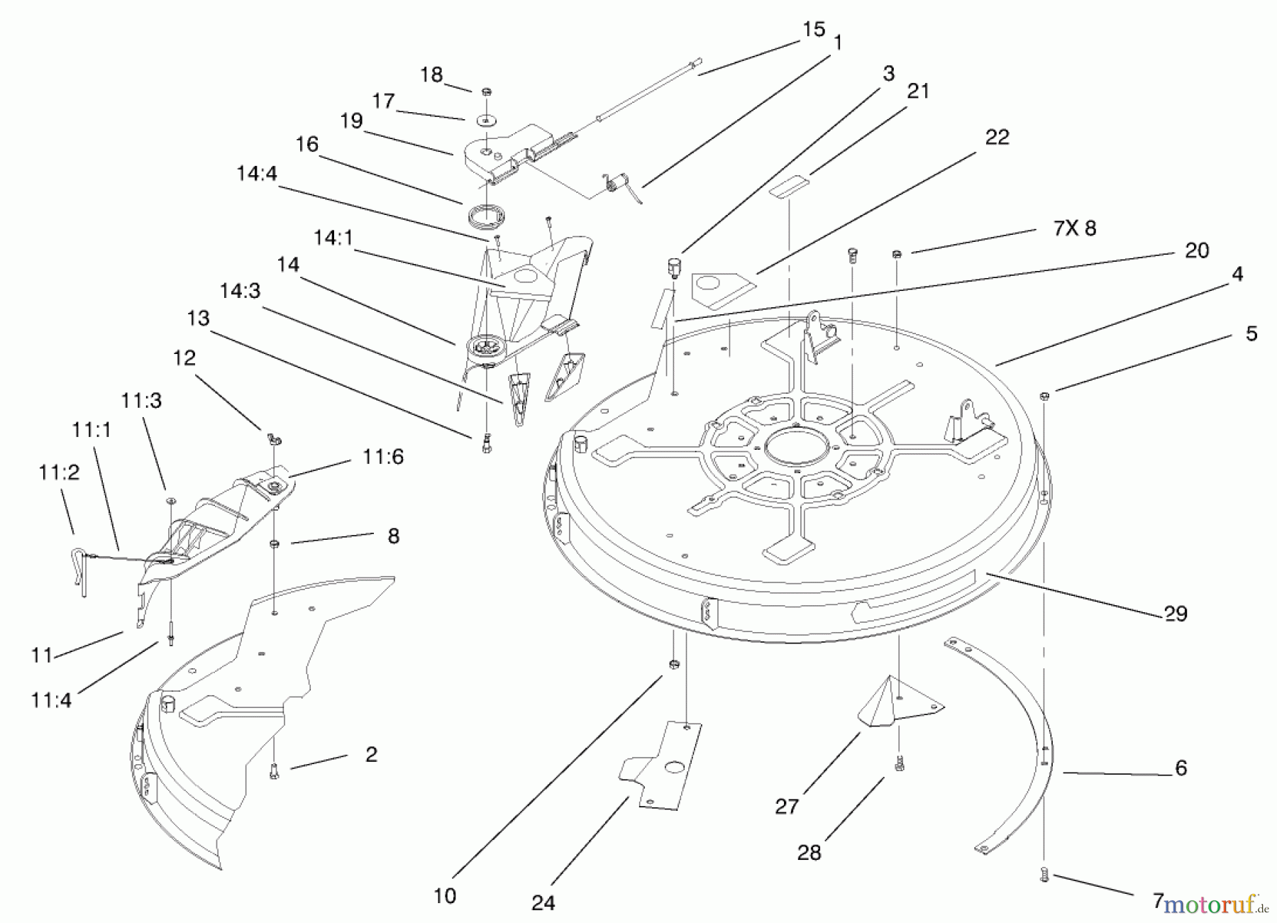  Toro Neu Mowers, Lawn & Garden Tractor Seite 1 71301 (12.5-32XLE) - Toro 12.5-32XLE Lawn Tractor, 2001 (210000001-210999999) DECK ASSEMBLY