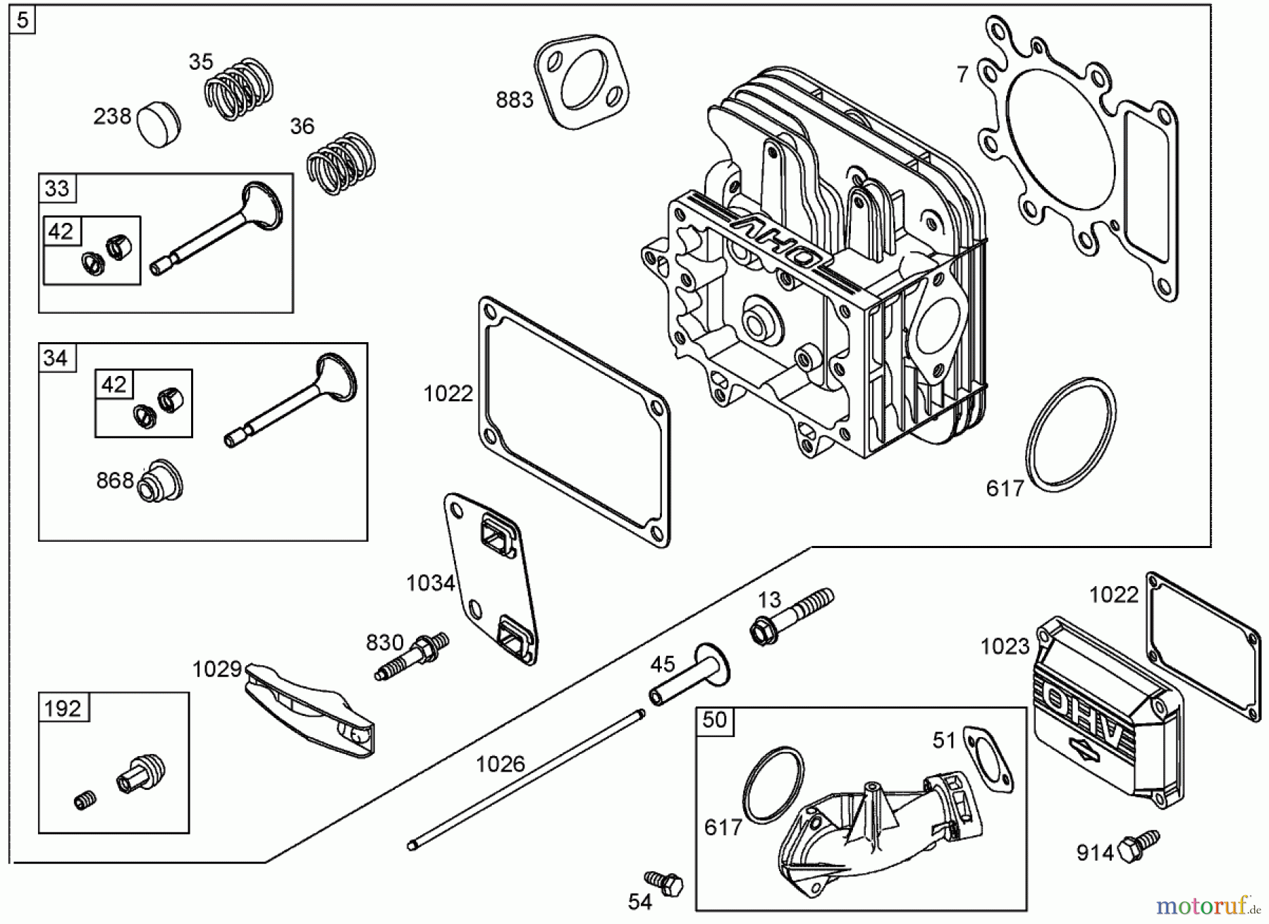  Toro Neu Mowers, Lawn & Garden Tractor Seite 1 71428 (XL 380H) - Toro XL 380H Lawn Tractor, 2005 (250000001-250999999) CYLINDER HEAD ASSEMBLY BRIGGS AND STRATTON 286H77-0165-E1