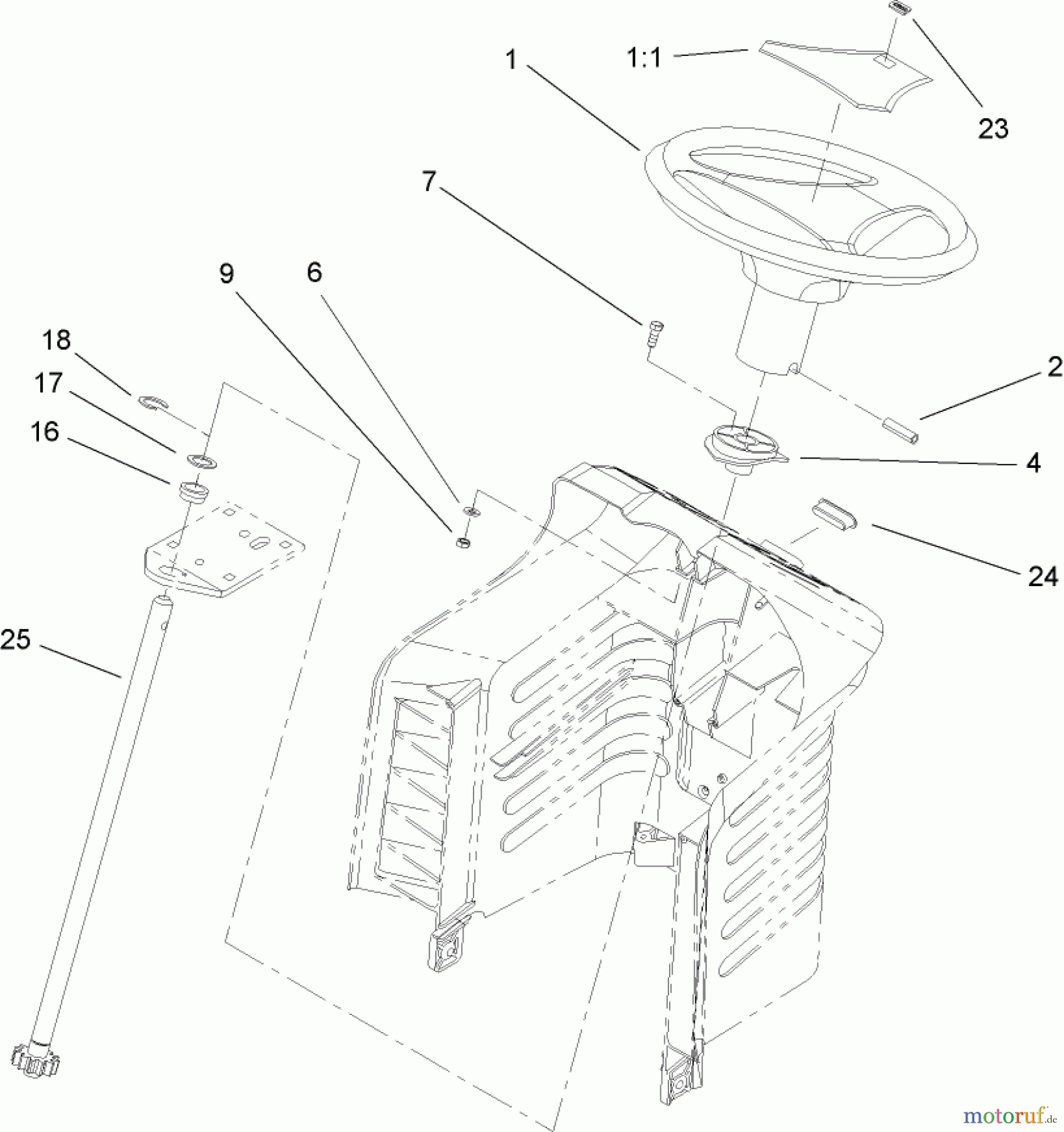  Toro Neu Mowers, Lawn & Garden Tractor Seite 1 71428 (XL 380H) - Toro XL 380H Lawn Tractor, 2005 (250000001-250999999) FIXED STEERING ASSEMBLY