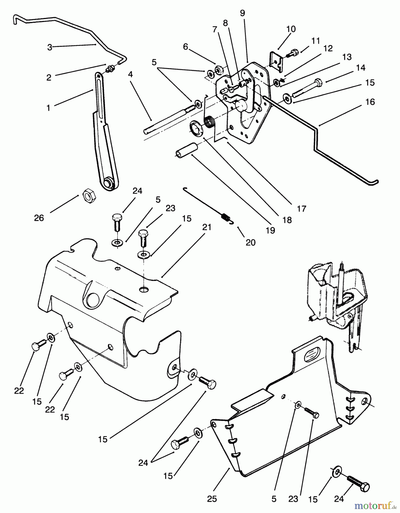  Toro Neu Mowers, Lawn & Garden Tractor Seite 1 72040 (244-5) - Toro 244-5 Yard Tractor, 1993 (3900001-3999999) GOVERNOR LINKAGE & COVER ASSEMBLY