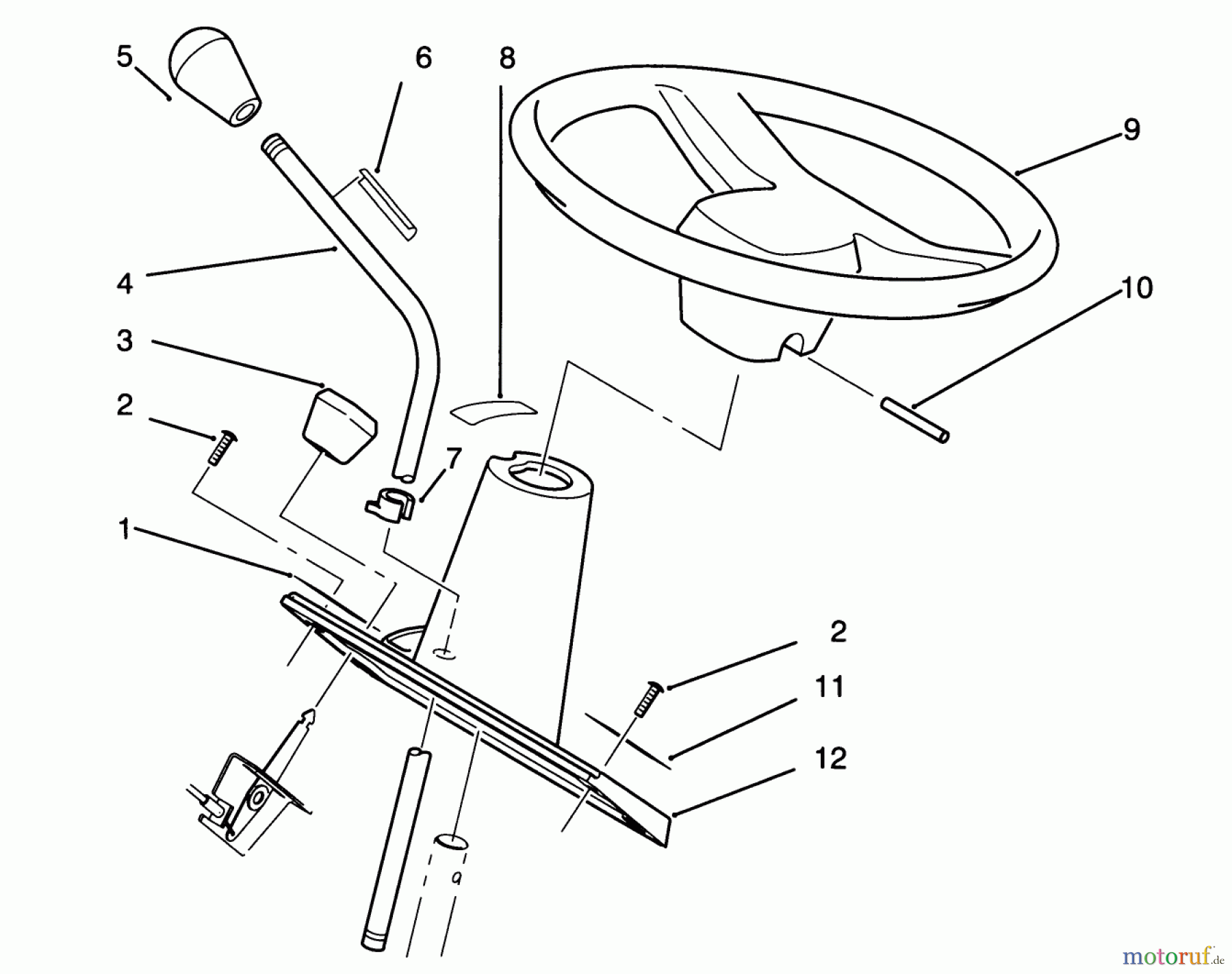  Toro Neu Mowers, Lawn & Garden Tractor Seite 1 72040 (244-5) - Toro 244-5 Yard Tractor, 1993 (3900001-3999999) STEERING WHEEL AND CONSOLE ASSEMBLY