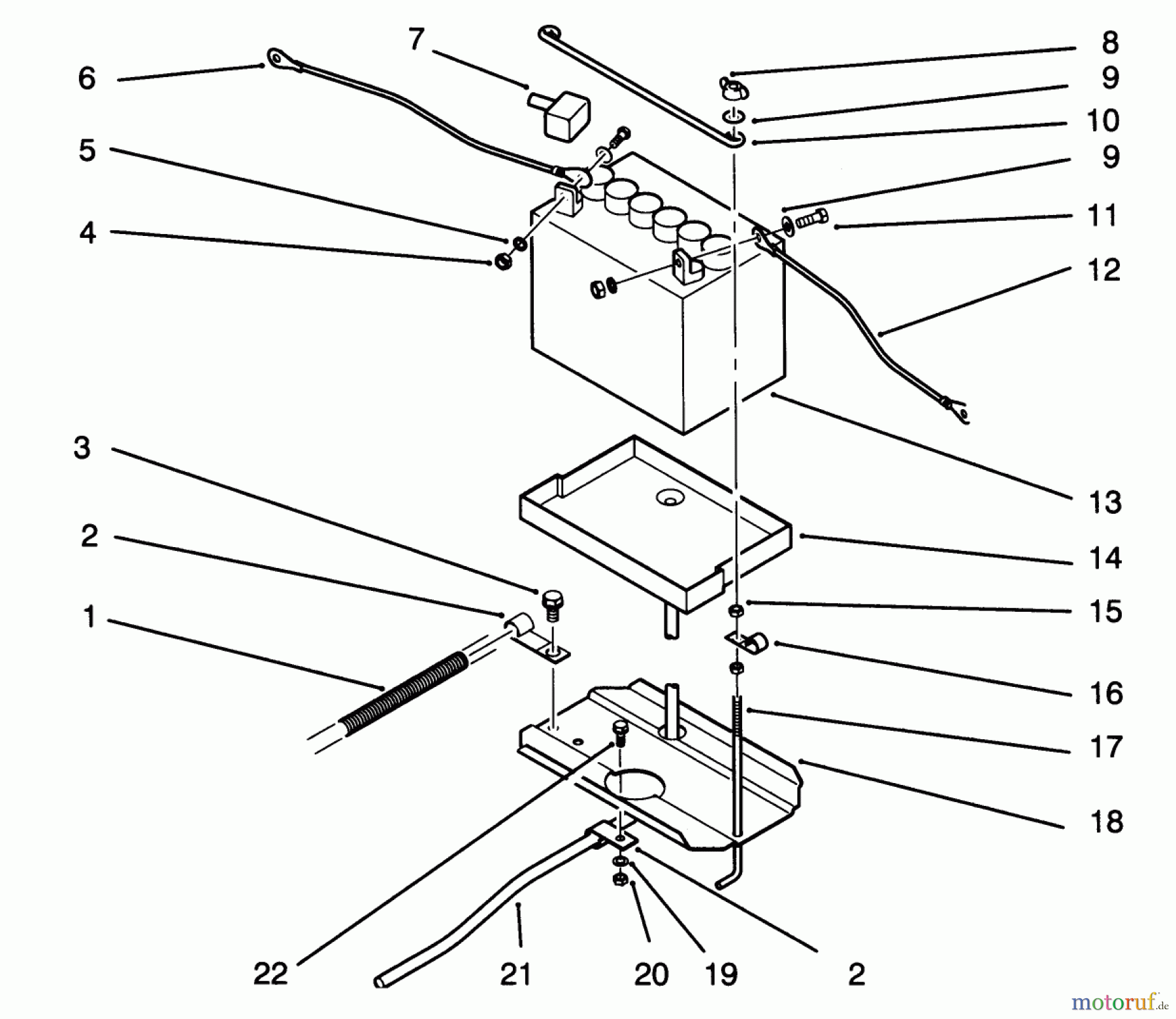  Toro Neu Mowers, Lawn & Garden Tractor Seite 1 72041 (244-H) - Toro 244-H Yard Tractor, 1993 (3900001-3999999) BATTERY ASSEMBLY