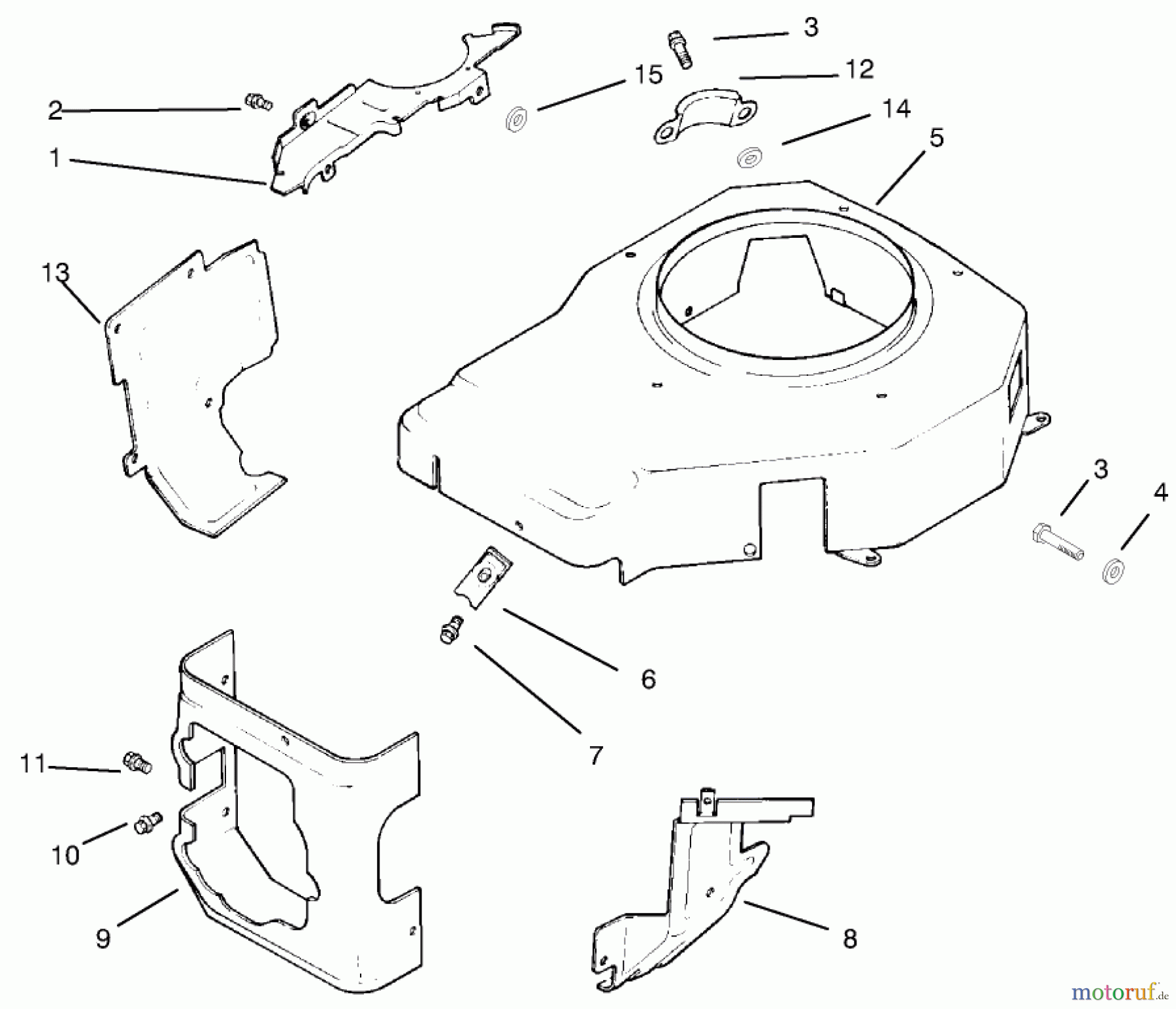  Toro Neu Mowers, Lawn & Garden Tractor Seite 1 72046 (265-H) - Toro 265-H Lawn and Garden Tractor, 1997 (7900001-7999999) BLOWER HOUSING & BAFFLES