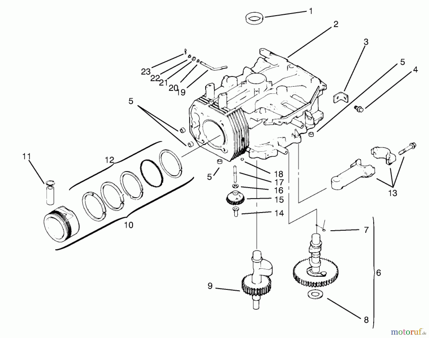  Toro Neu Mowers, Lawn & Garden Tractor Seite 1 72064 (265-H) - Toro 265-H Lawn and Garden Tractor, 1998 (8900001-8900599) CRANKCASE