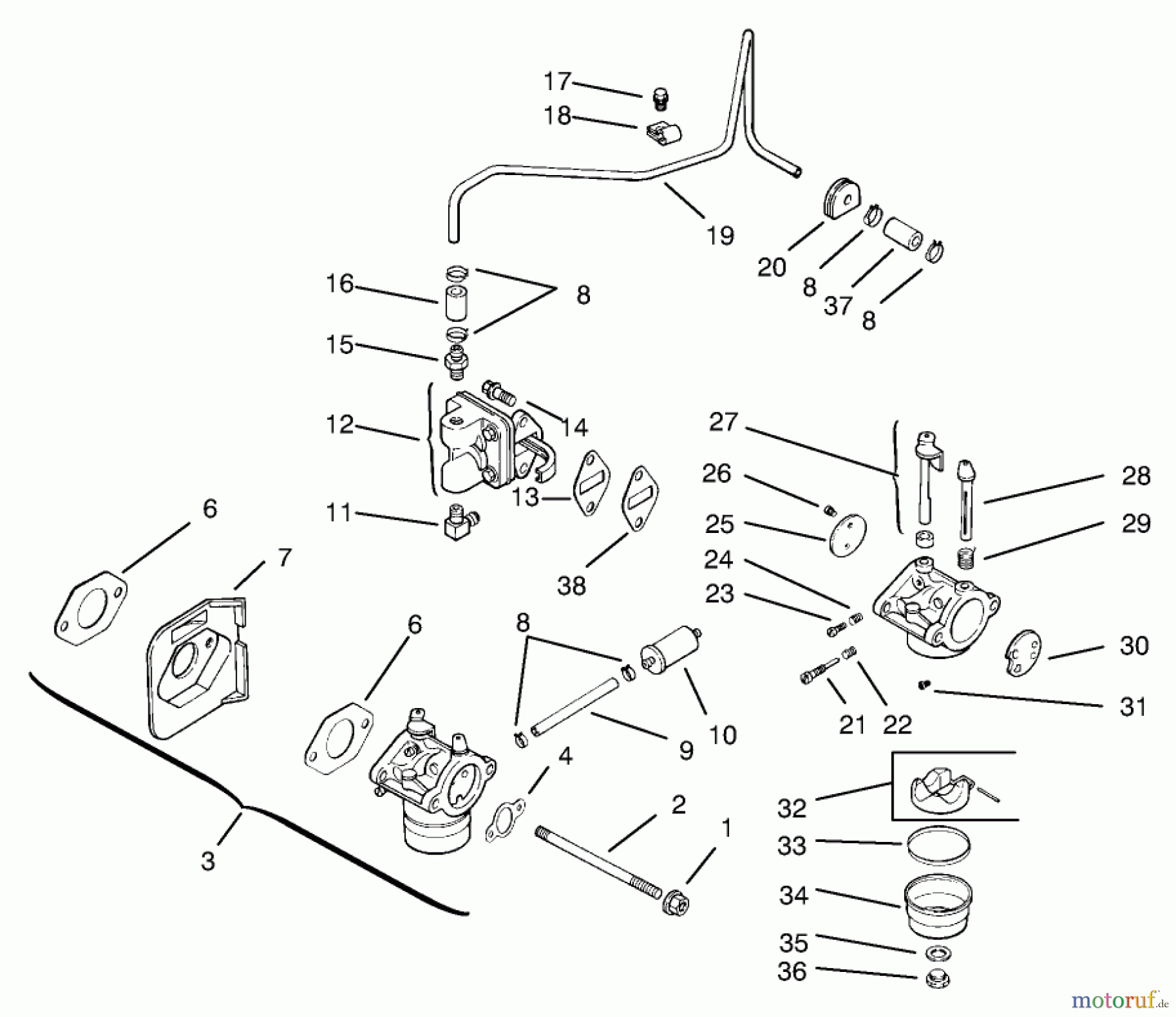  Toro Neu Mowers, Lawn & Garden Tractor Seite 1 72071 (265-H) - Toro 265-H Lawn and Garden Tractor, 2000 (200000001-200999999) FUEL SYSTEM #1