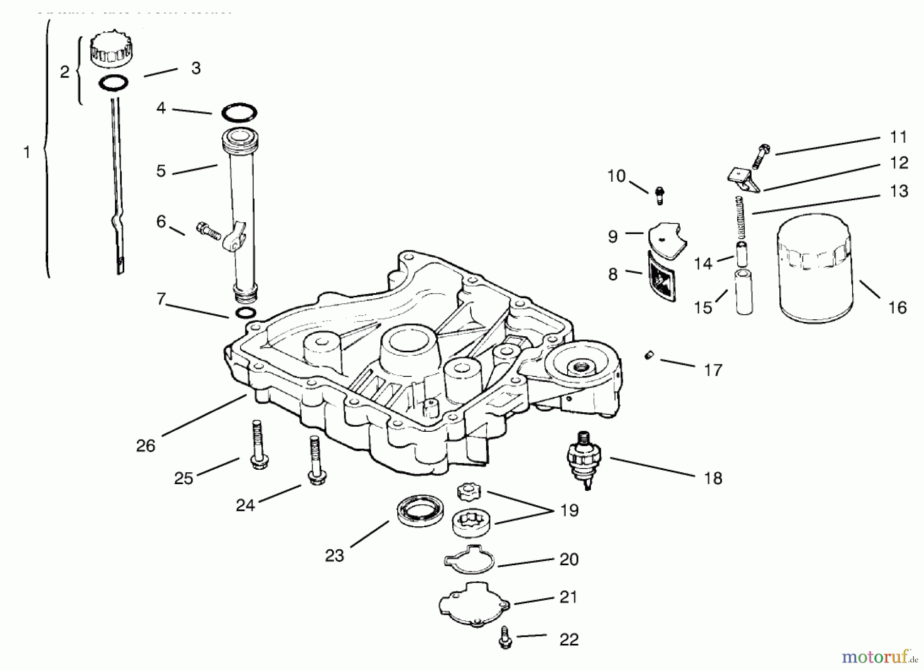  Toro Neu Mowers, Lawn & Garden Tractor Seite 1 72050 (265-H) - Toro 265-H Lawn and Garden Tractor, 2000 (200000001-200999999) OIL PAN/LUBRICATION #2