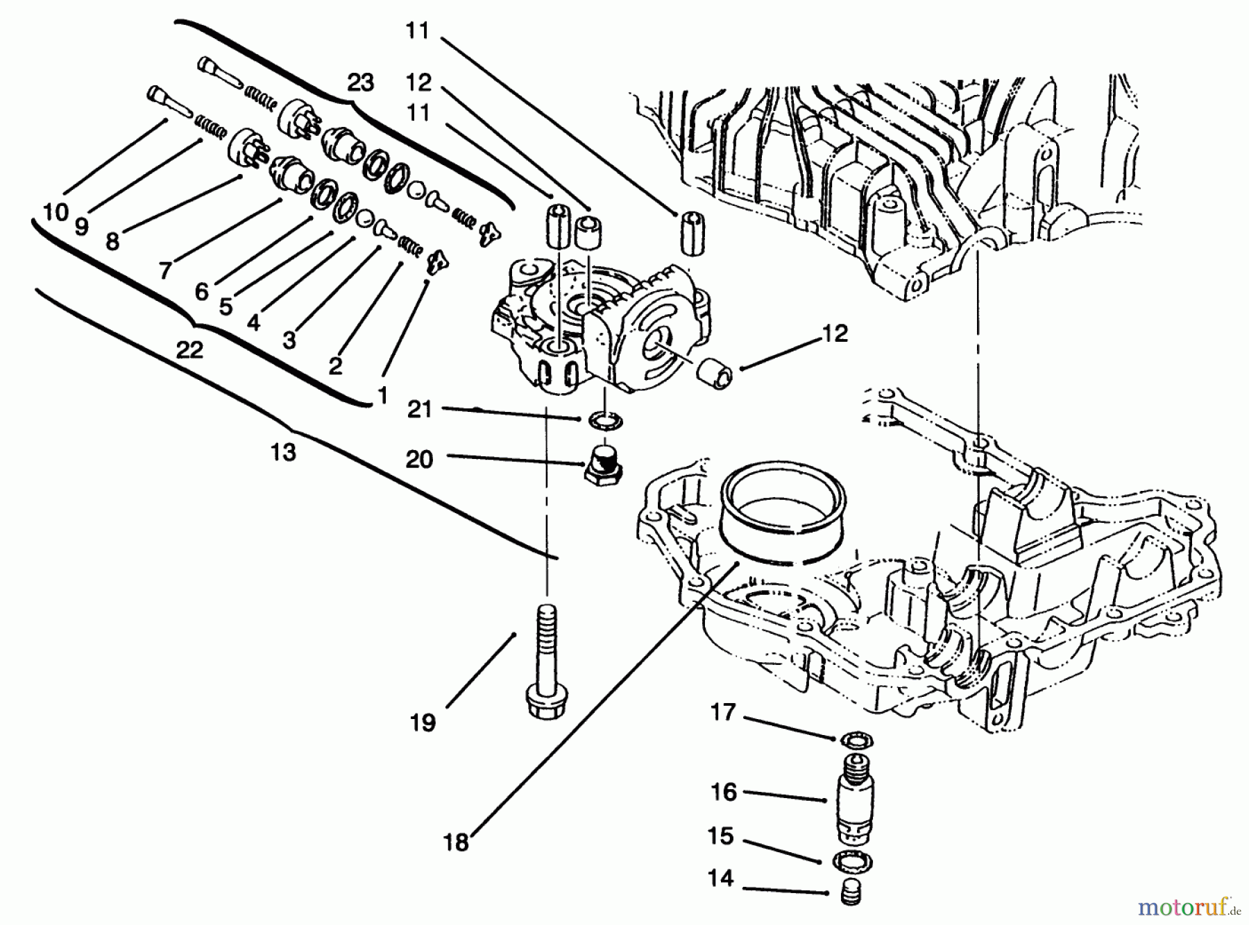  Toro Neu Mowers, Lawn & Garden Tractor Seite 1 72104 (267-H) - Toro 267-H Lawn and Garden Tractor, 1996 (6900001-6999999) CENTER CASE