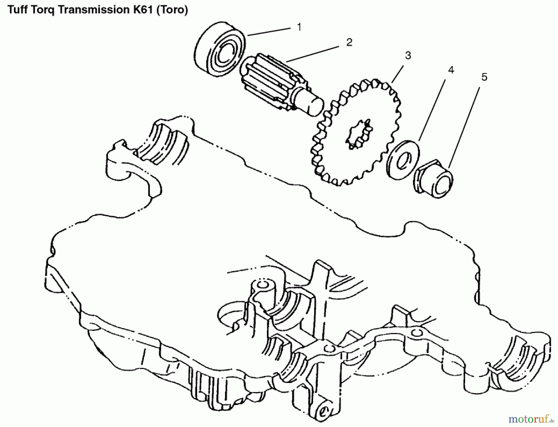  Toro Neu Mowers, Lawn & Garden Tractor Seite 1 72105 (268-H) - Toro 268-H Lawn and Garden Tractor, 1999 (9900001-9999999) FINAL PINION