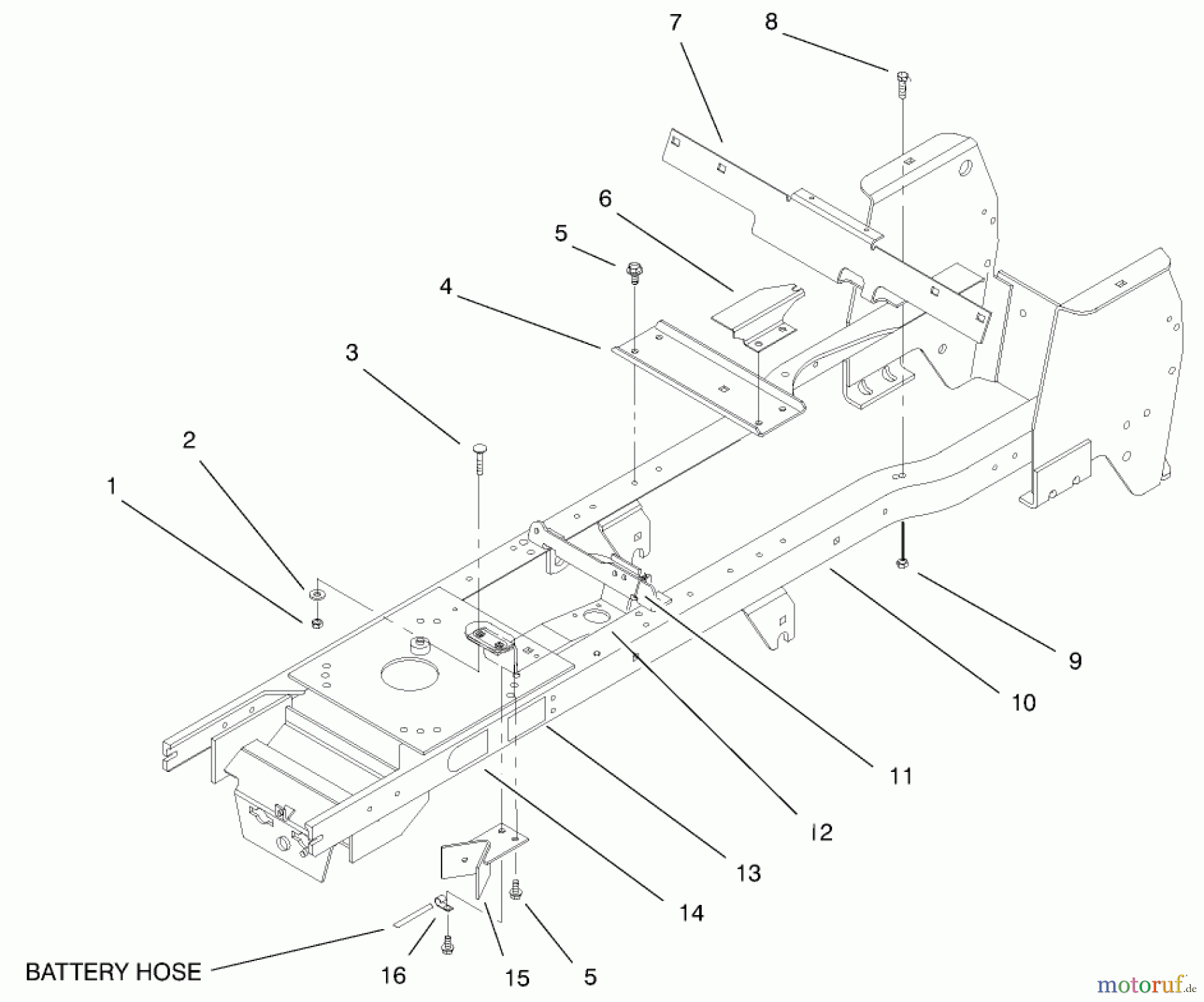  Toro Neu Mowers, Lawn & Garden Tractor Seite 1 72086 (268-H) - Toro 268-H Lawn and Garden Tractor, 1999 (9900001-9999999) FRAME ASSEMBLY