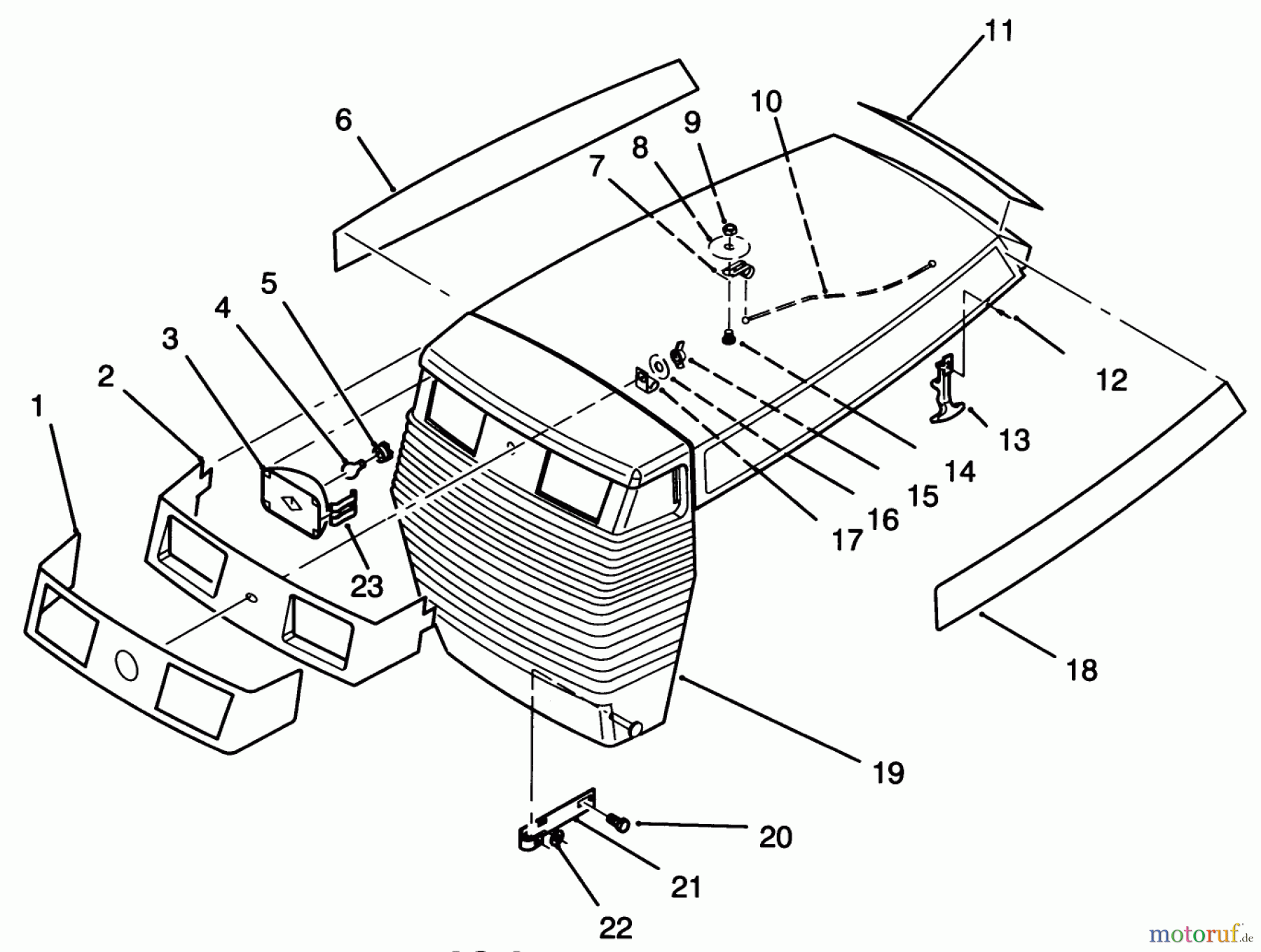  Toro Neu Mowers, Lawn & Garden Tractor Seite 1 72101 (246-H) - Toro 246-H Yard Tractor, 1993 (3900001-3999999) HOOD ASSEMBLY