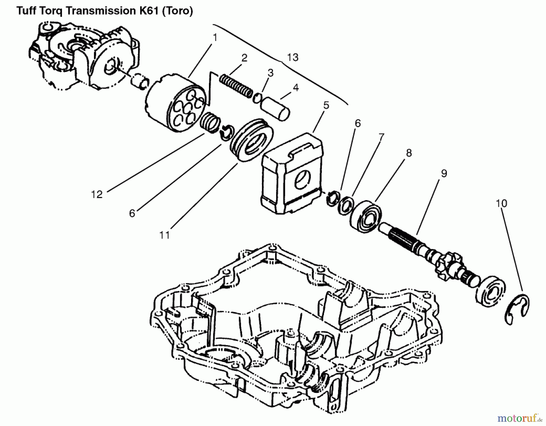  Toro Neu Mowers, Lawn & Garden Tractor Seite 1 72110 (270-H) - Toro 270-H Lawn and Garden Tractor, 1996 (6900001-6999999) MOTOR SHAFT