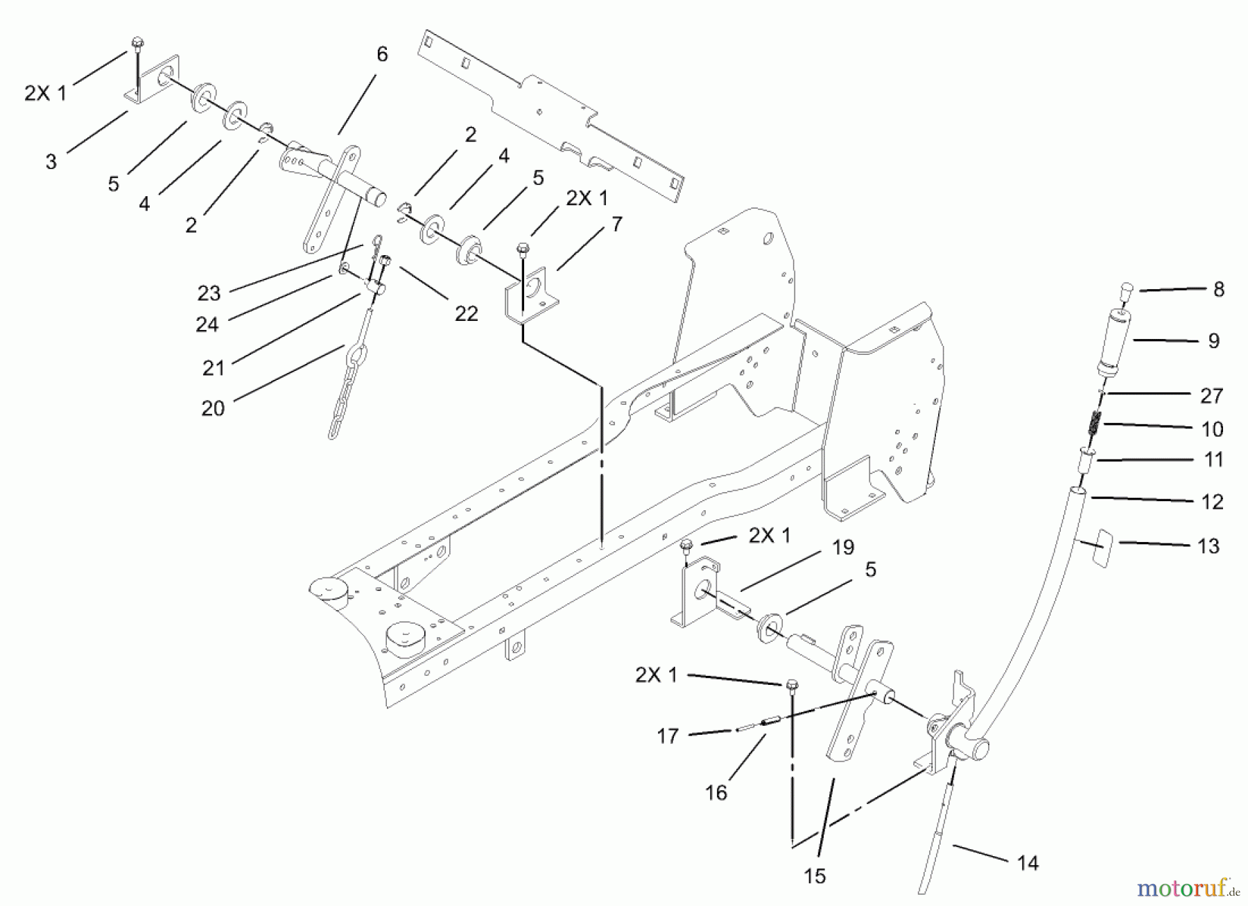  Toro Neu Mowers, Lawn & Garden Tractor Seite 1 72200 (410) - Toro 410 Garden Tractor, 2005 (250000001-250999999) MANUAL LIFT LEVER ASSEMBLY