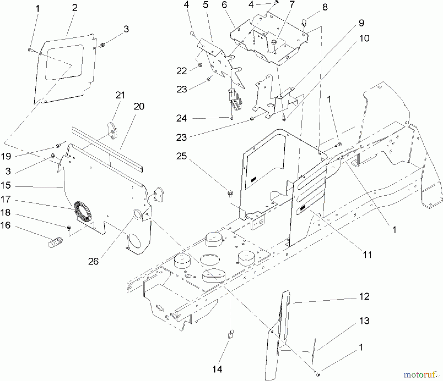  Toro Neu Mowers, Lawn & Garden Tractor Seite 1 72201 (417XT) - Toro 417XT Garden Tractor, 2004 (240000001-240999999) HOODSTAND AND FIREWALL ASSEMBLY