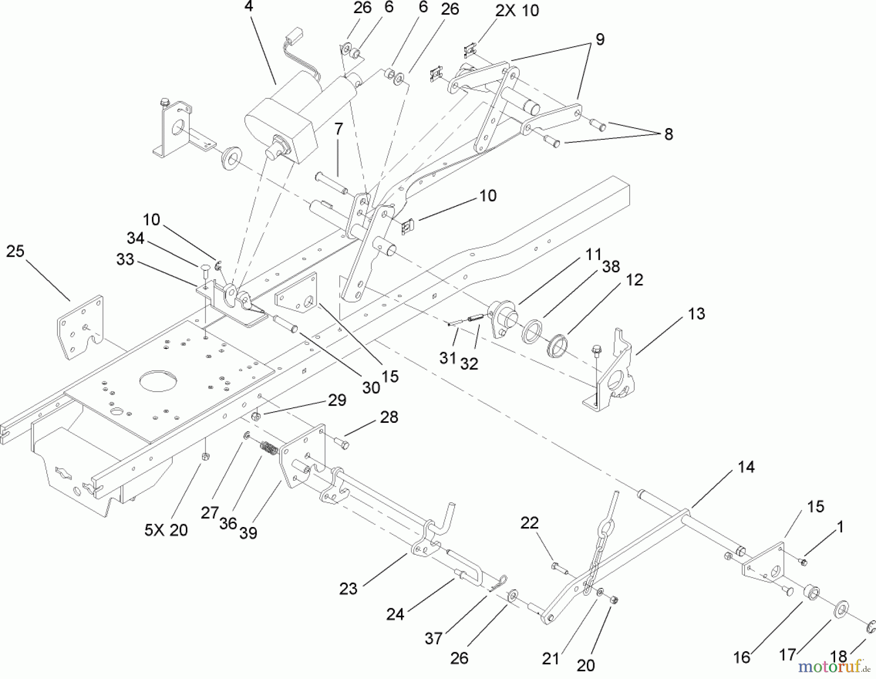  Toro Neu Mowers, Lawn & Garden Tractor Seite 1 72202 (419XT) - Toro 419XT Garden Tractor, 2004 (240000001-240999999) ELECTRIC LIFT ASSEMBLY