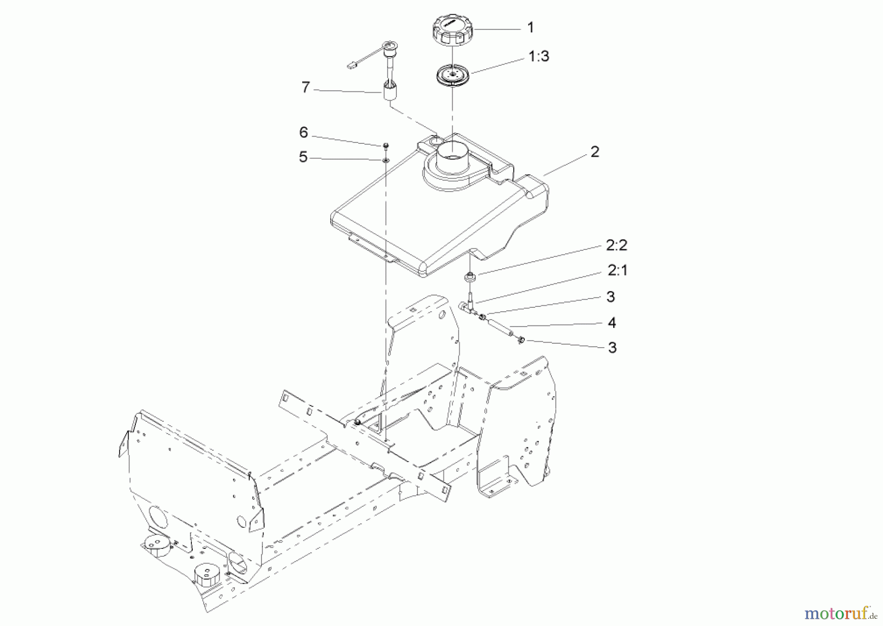  Toro Neu Mowers, Lawn & Garden Tractor Seite 1 72212 (419XT) - Toro 419XT Garden Tractor, 2004 (240000001-240999999) FUEL TANK ASSEMBLY